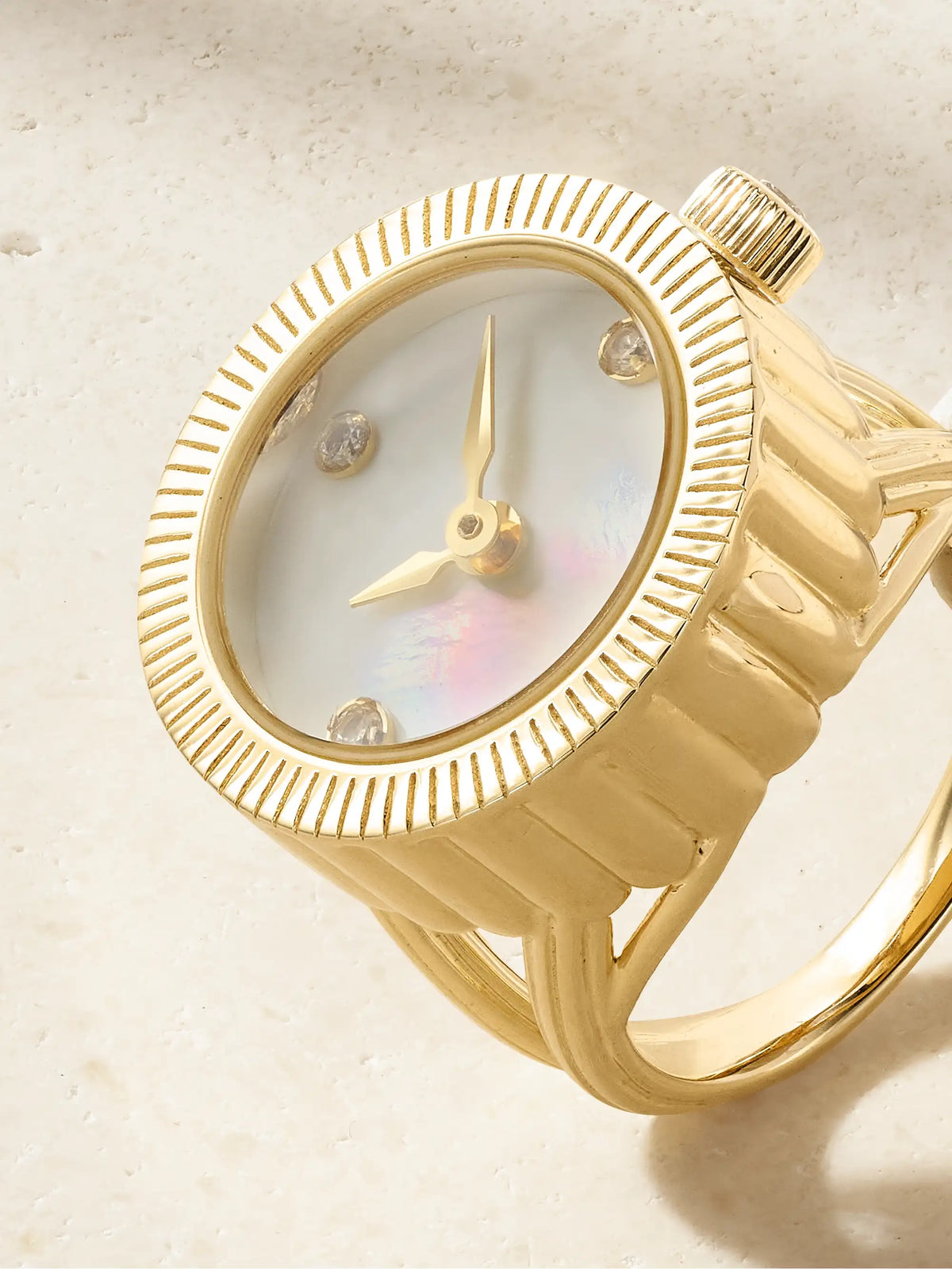 9-karat Gold, Mother-of-pearl And Diamond Ring Watch