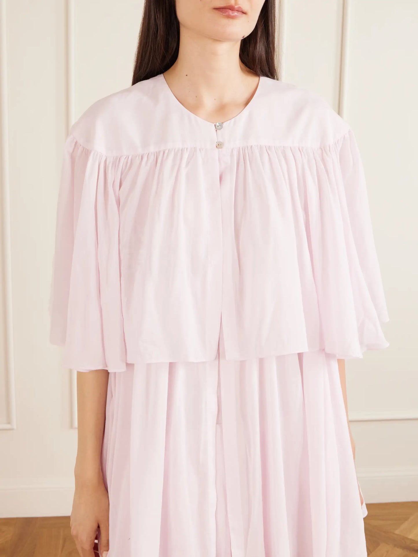 Formentera Ruffled Cotton And Silk-blend Voile Kaftan