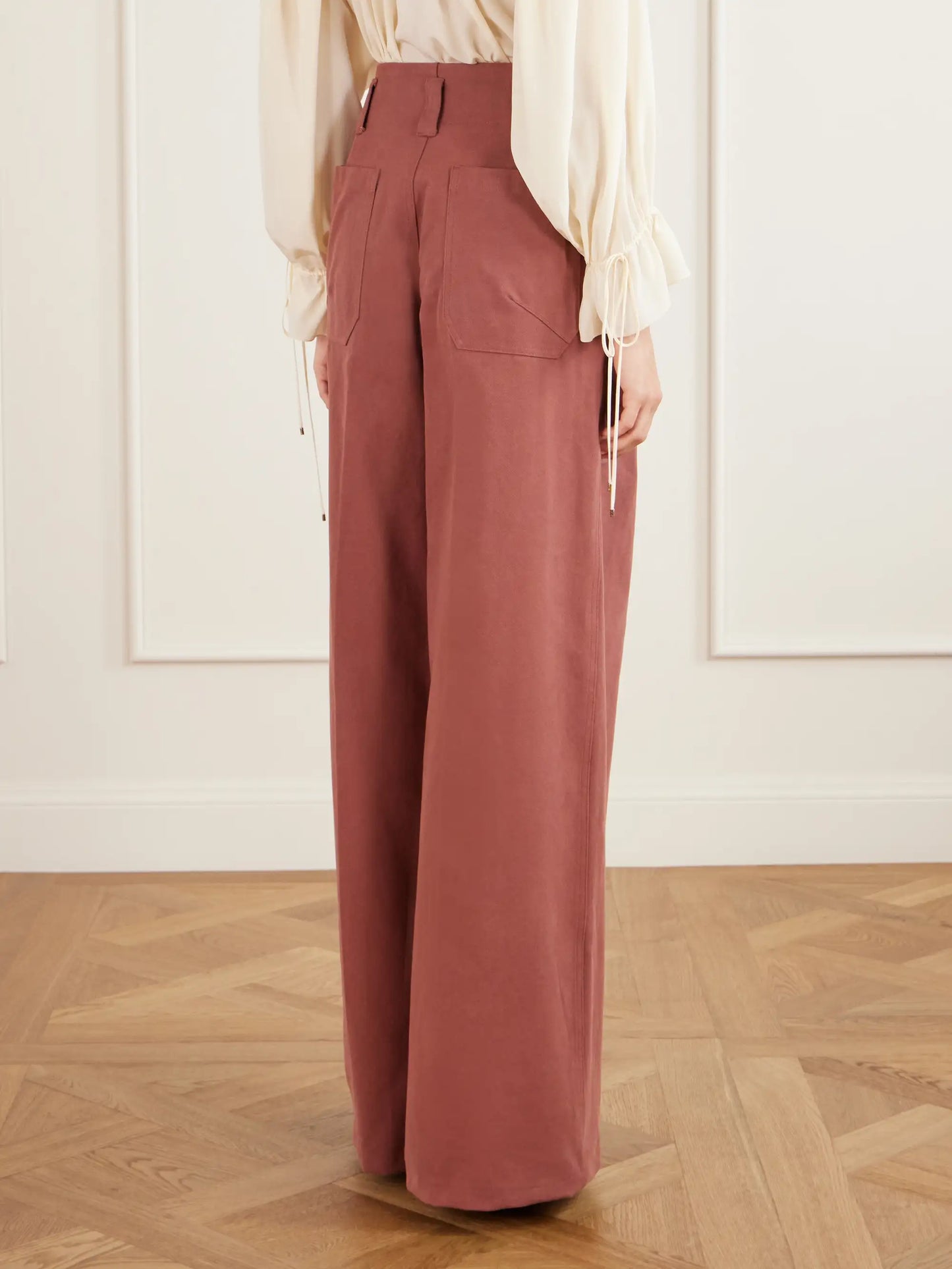 High-rise Cotton Wide-leg Pants