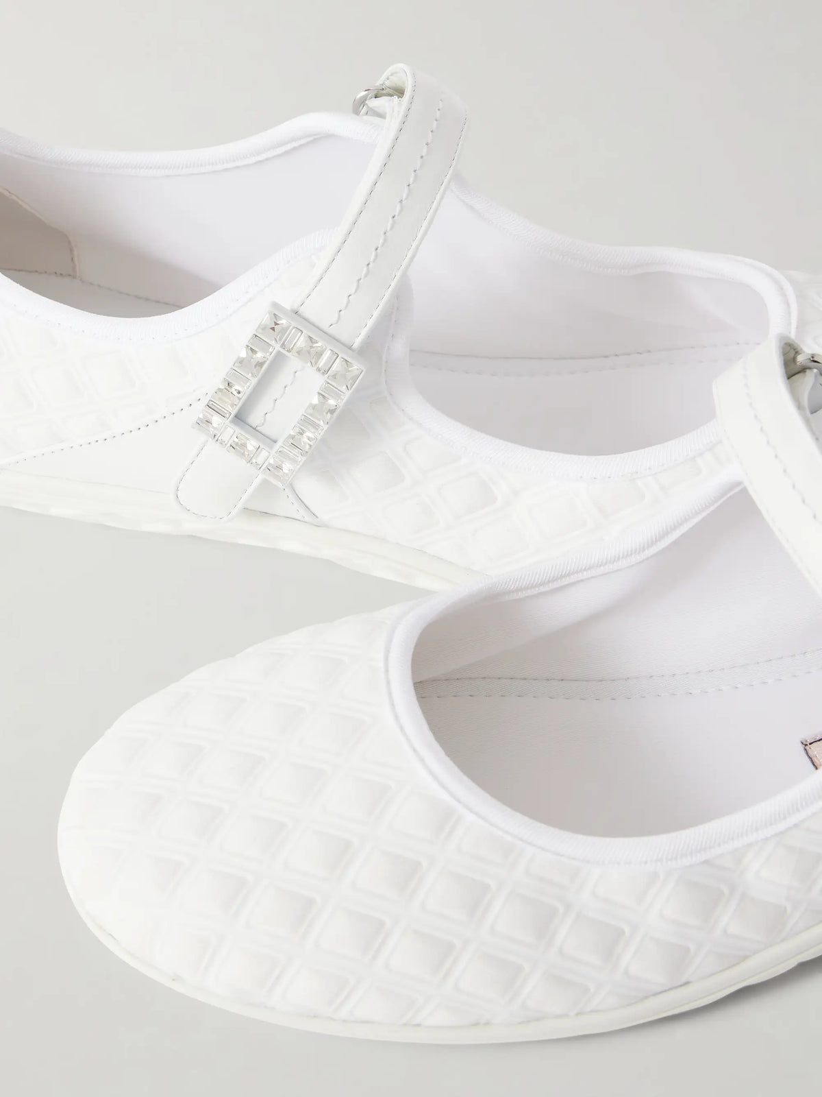 Viv Low Buckled Leather And Rubber-trimmed Twill Ballet Flats