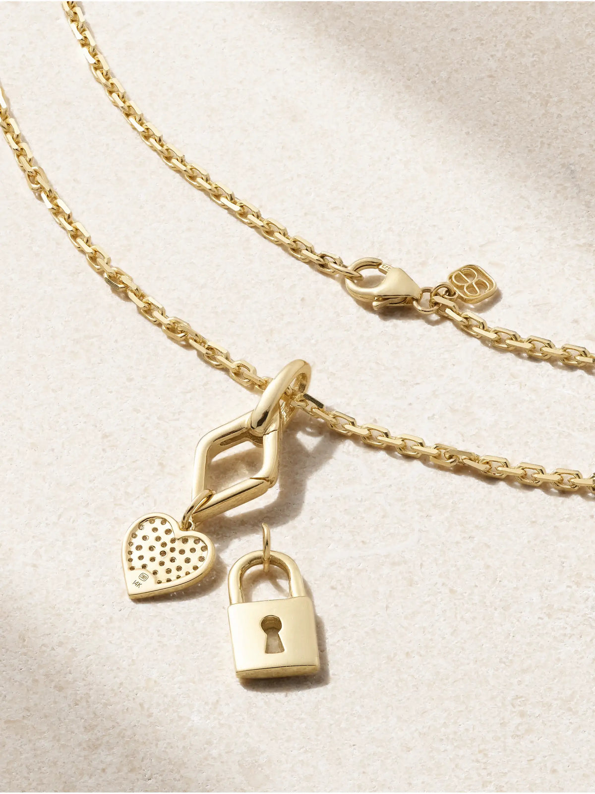 Lock And Heart 14-karat Gold Diamond Necklace