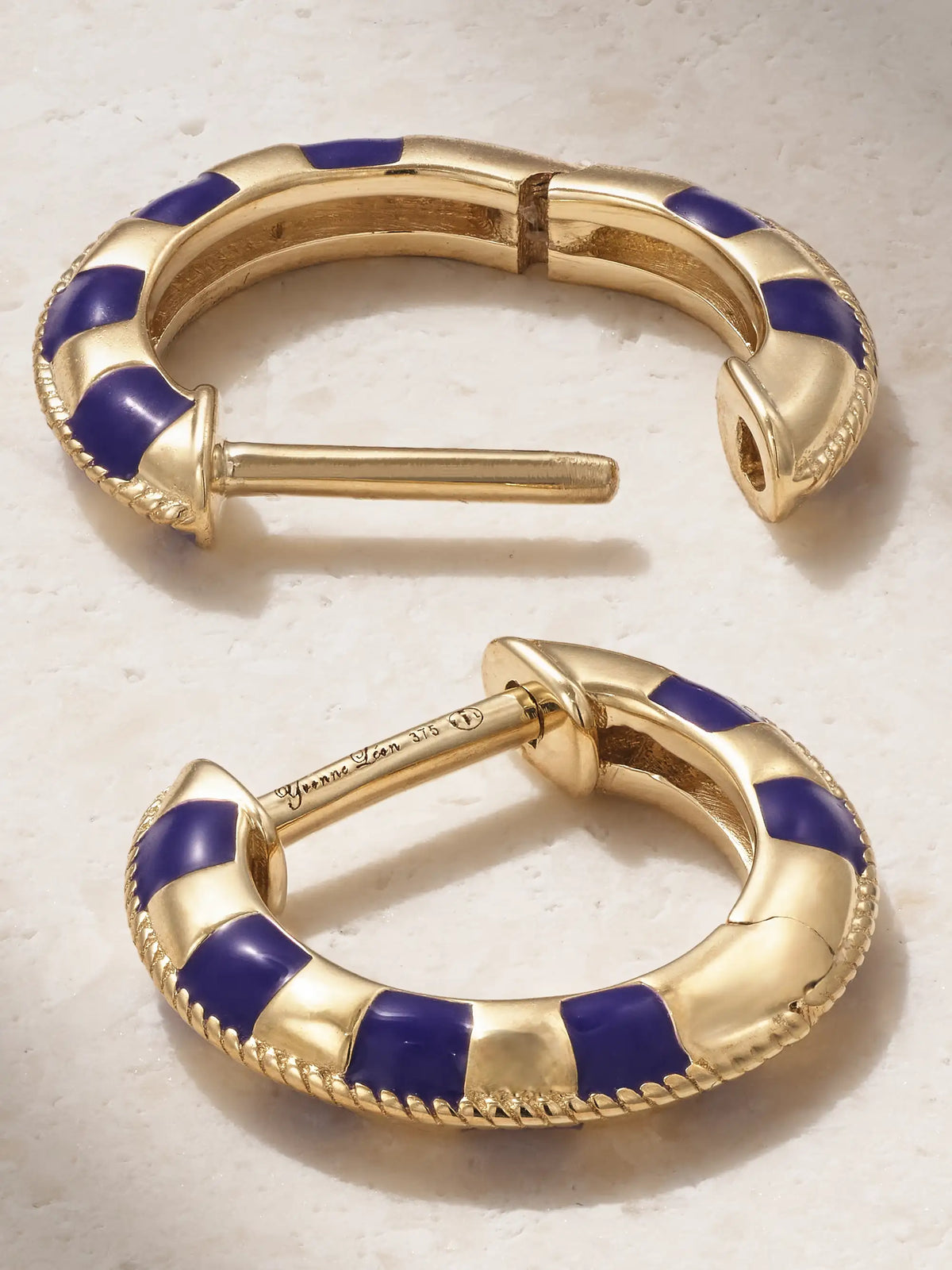 9-karat Gold Enamel Hoop Earrings