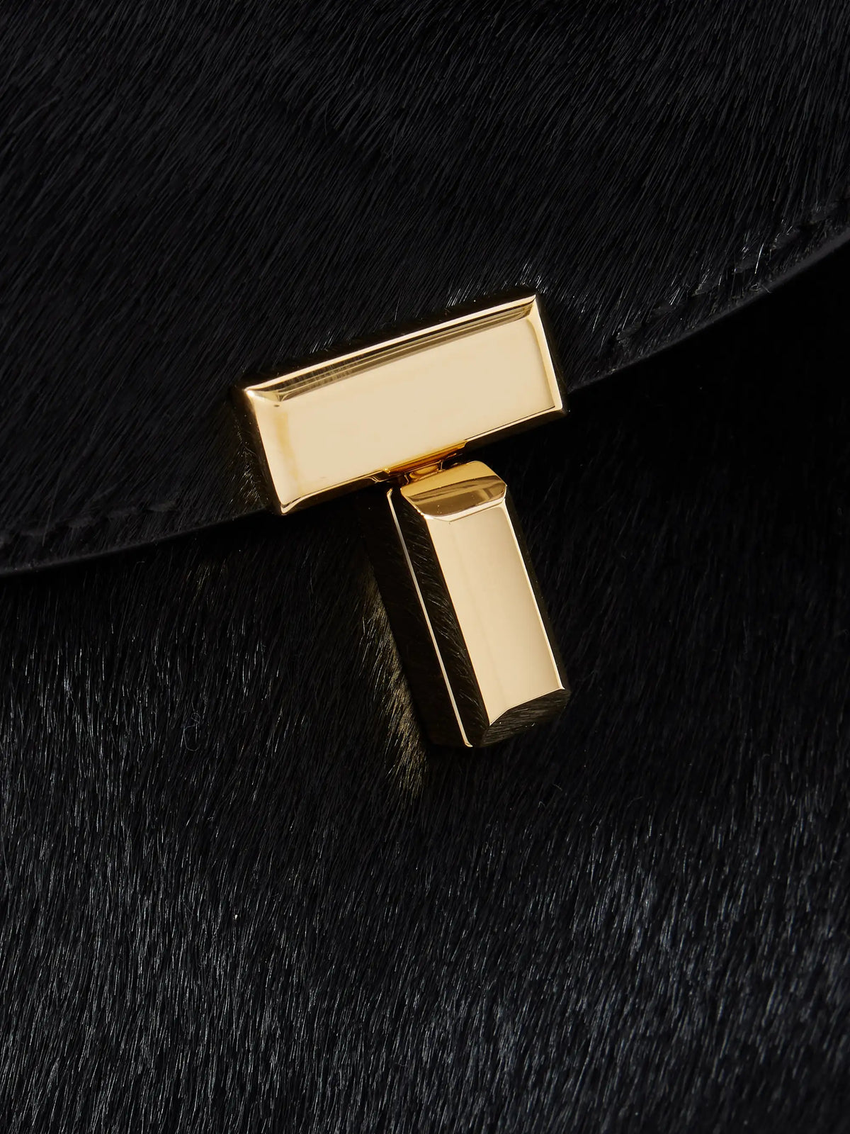 T-lock Leather-trimmed Pony Hair Shoulder Bag