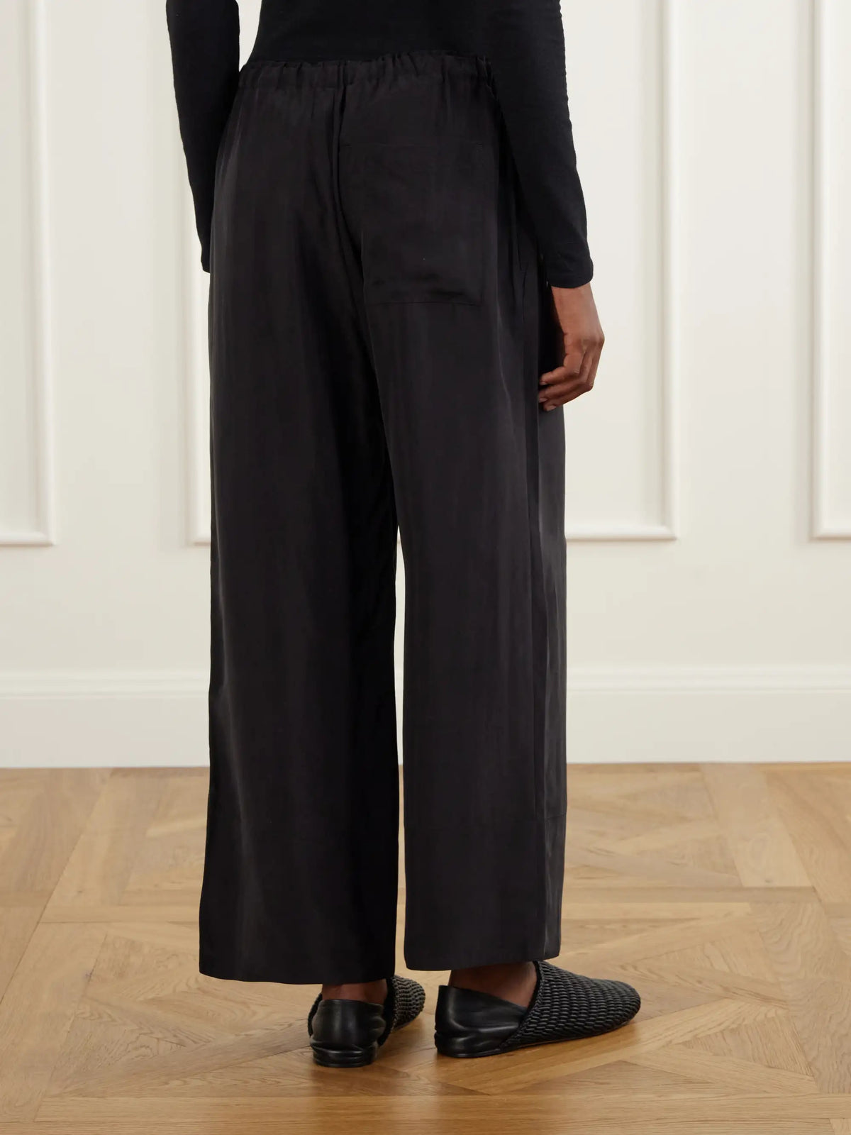 James Perse Silk-habotai Wide-leg Drawstring Pants