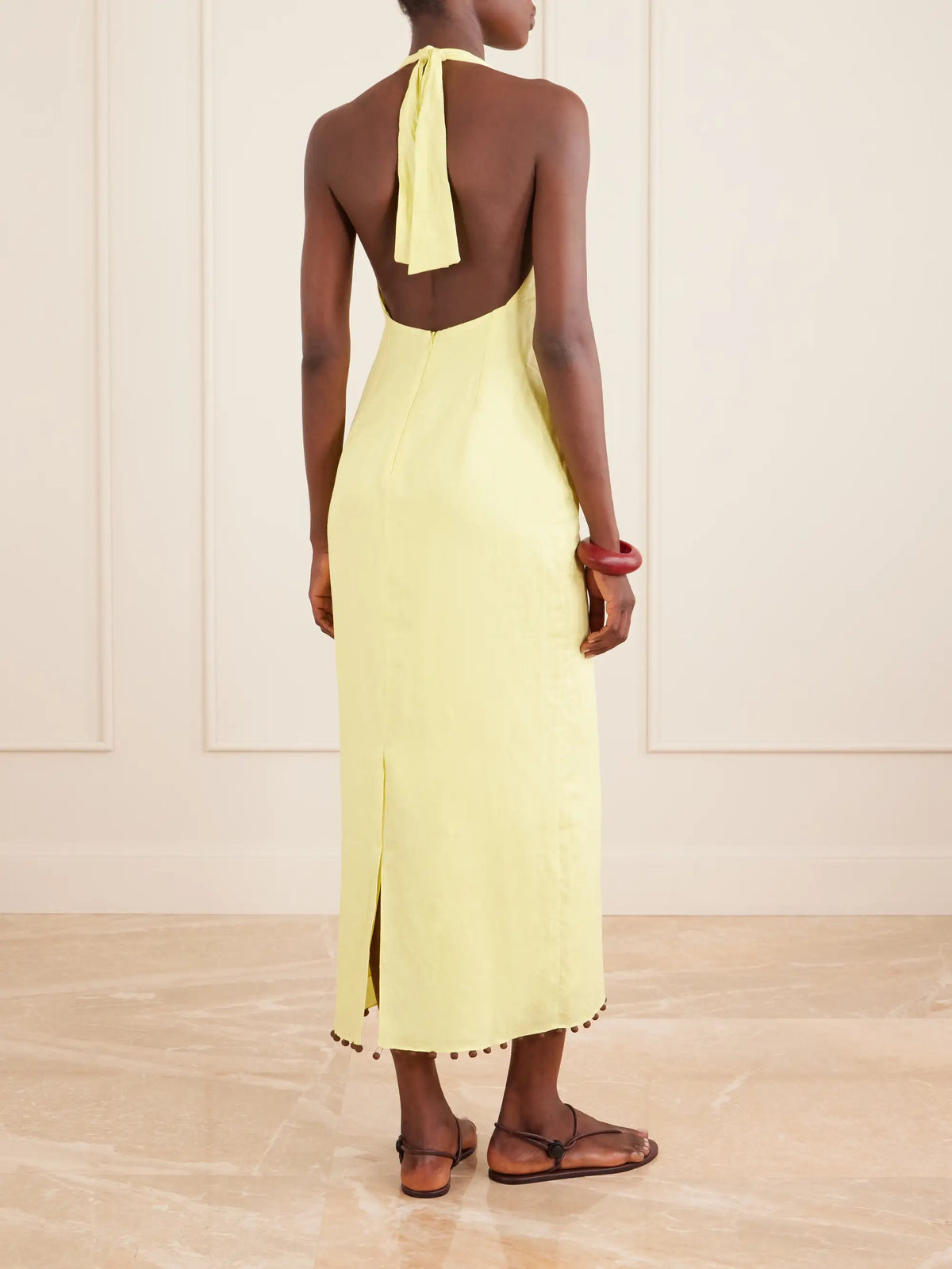 Cala de la Cruz Orly Embellished Cutout Linen Maxi Dress