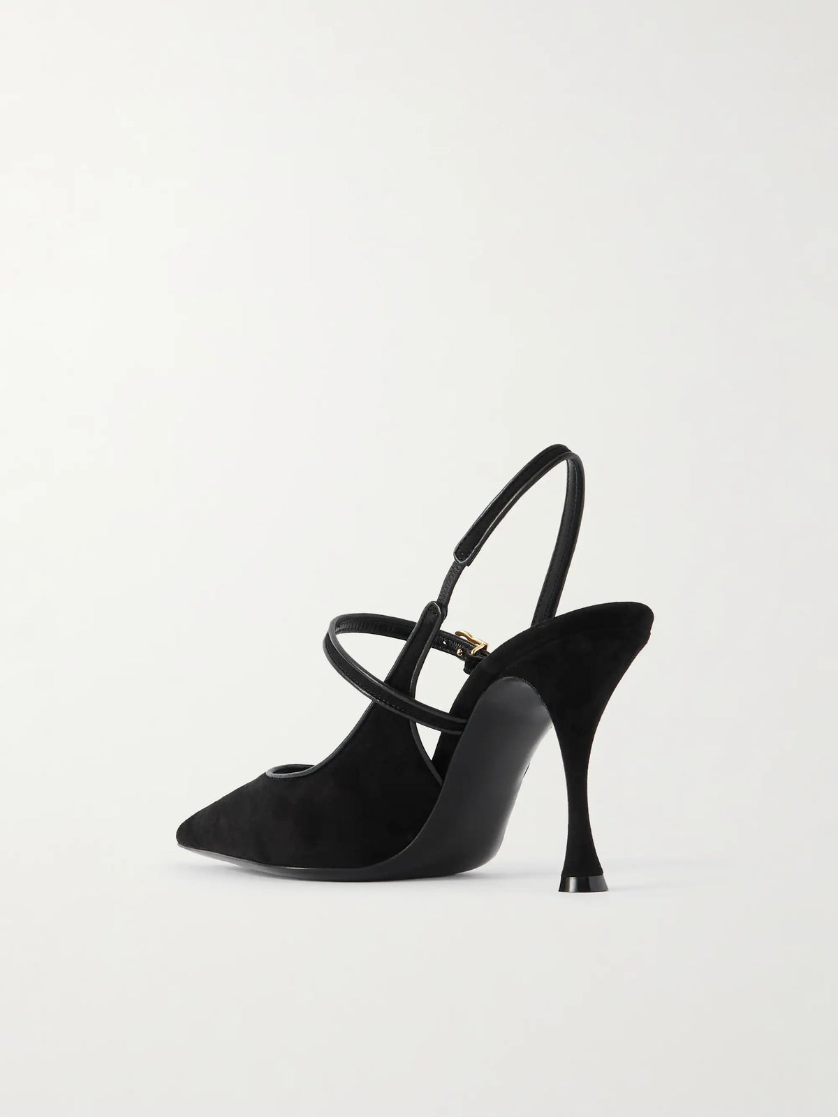 Italian Tailoring Leather-trimmed Suede Slingback Pumps