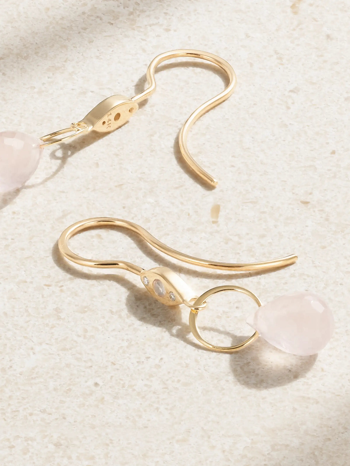 14-karat Recycled Gold, Rose Quartz And Diamond Earrings