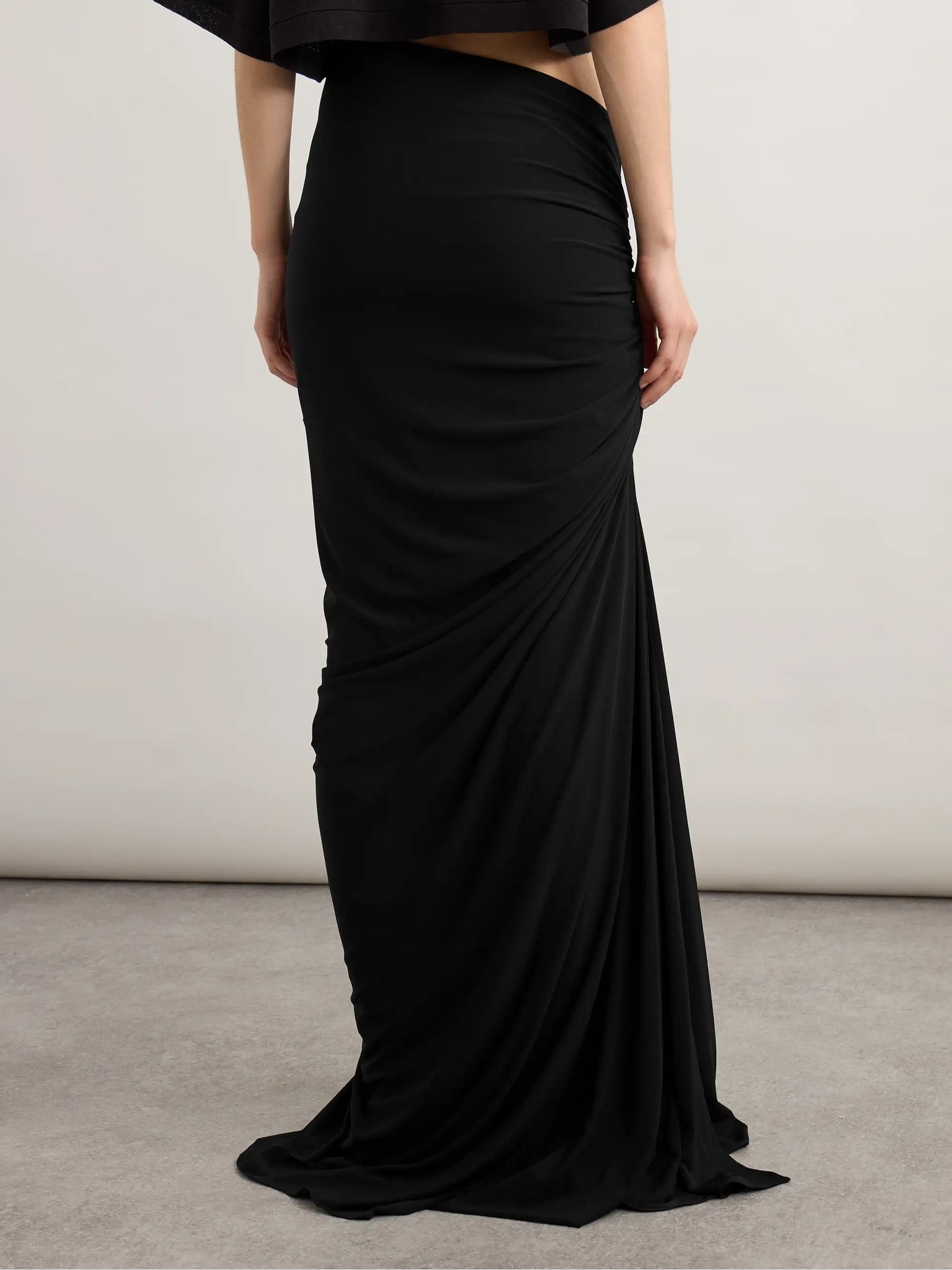 Draped Stretch-knit Maxi Skirt