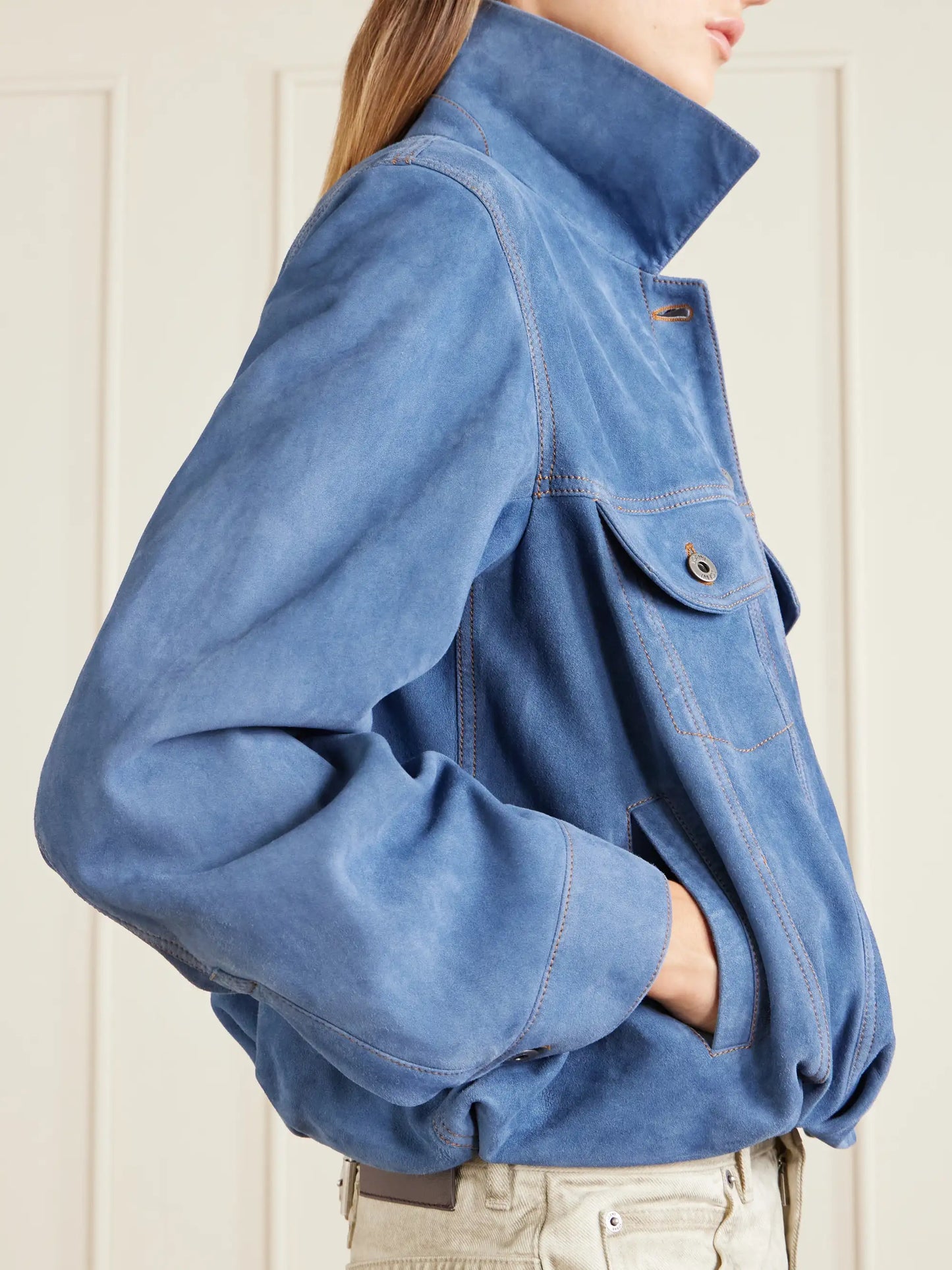 Gathered Suede Jacket