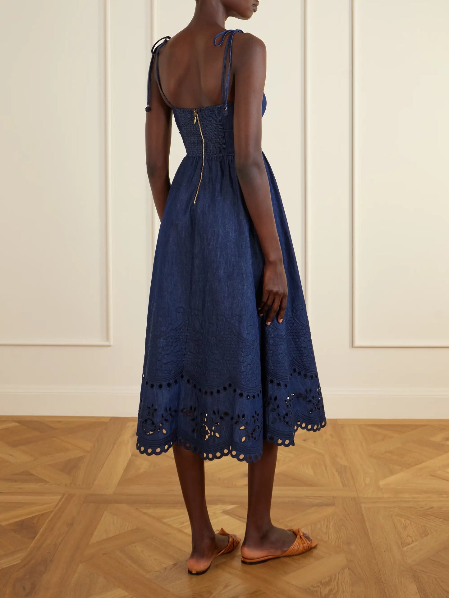 Mahon Broderie Anglaise Cotton-denim Midi Dress