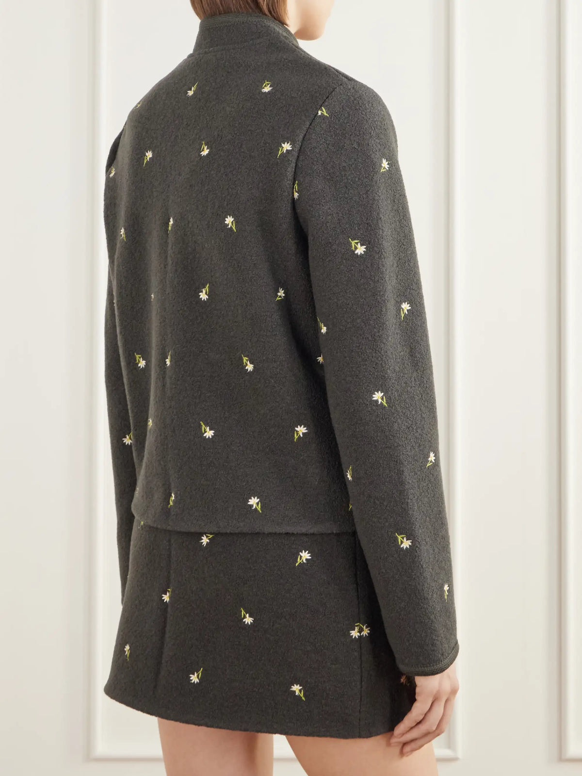 RIER Walker Floral-embroidered Felted Wool-fleece Jacket