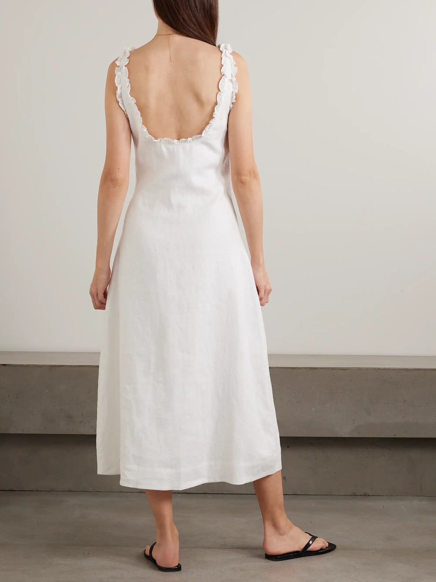 Florence Ruffle-trimmed Linen Midi Dress