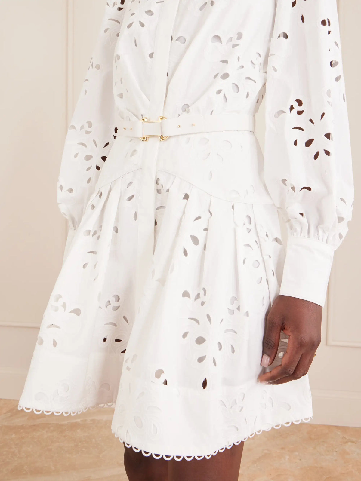 Rebecca Vallance Artesan Beltedbroderie Anglaise Poplin Mini Dress