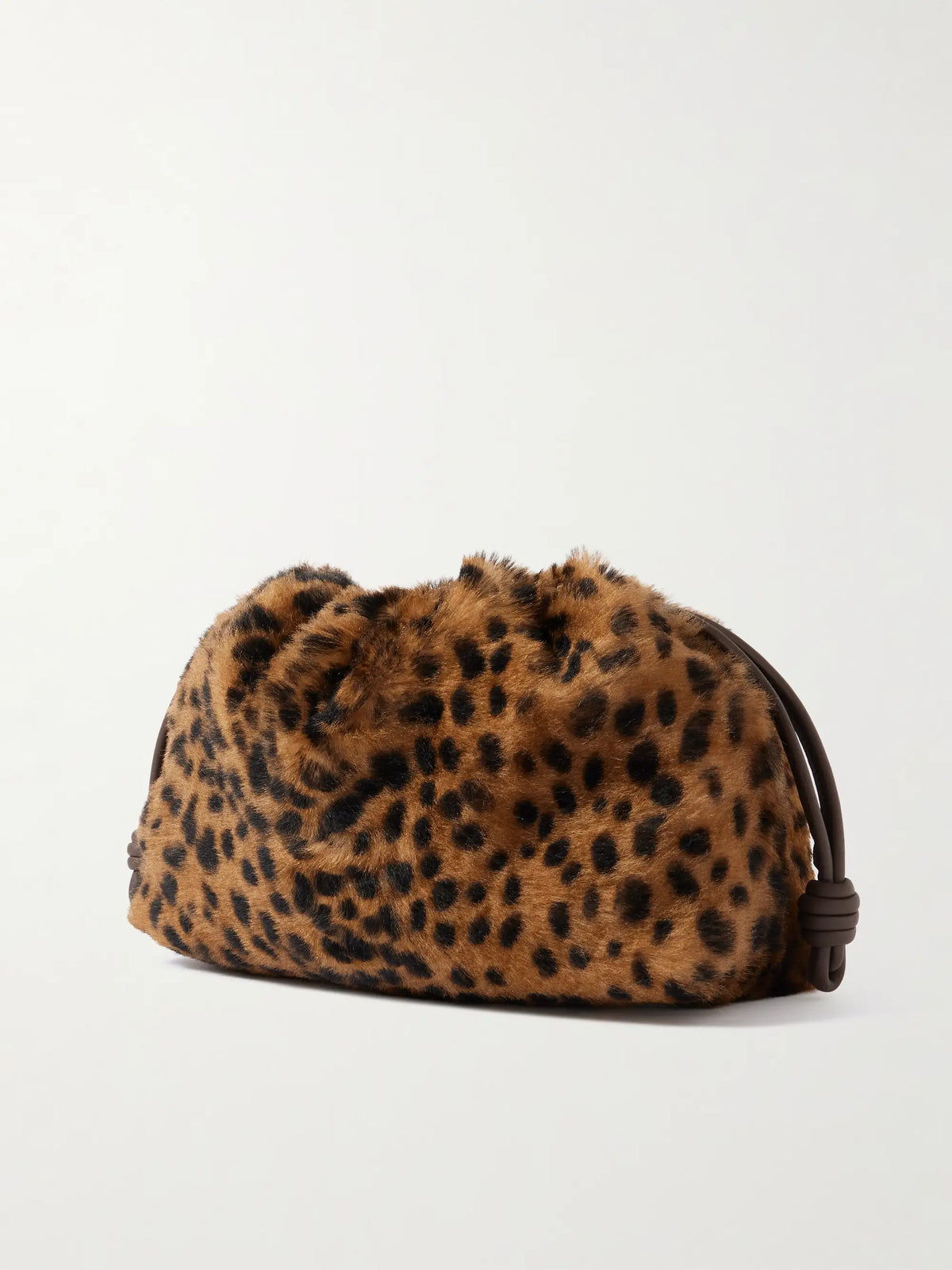 Flamenco Medium Leather-trimmed Leopard-print Shearling Clutch