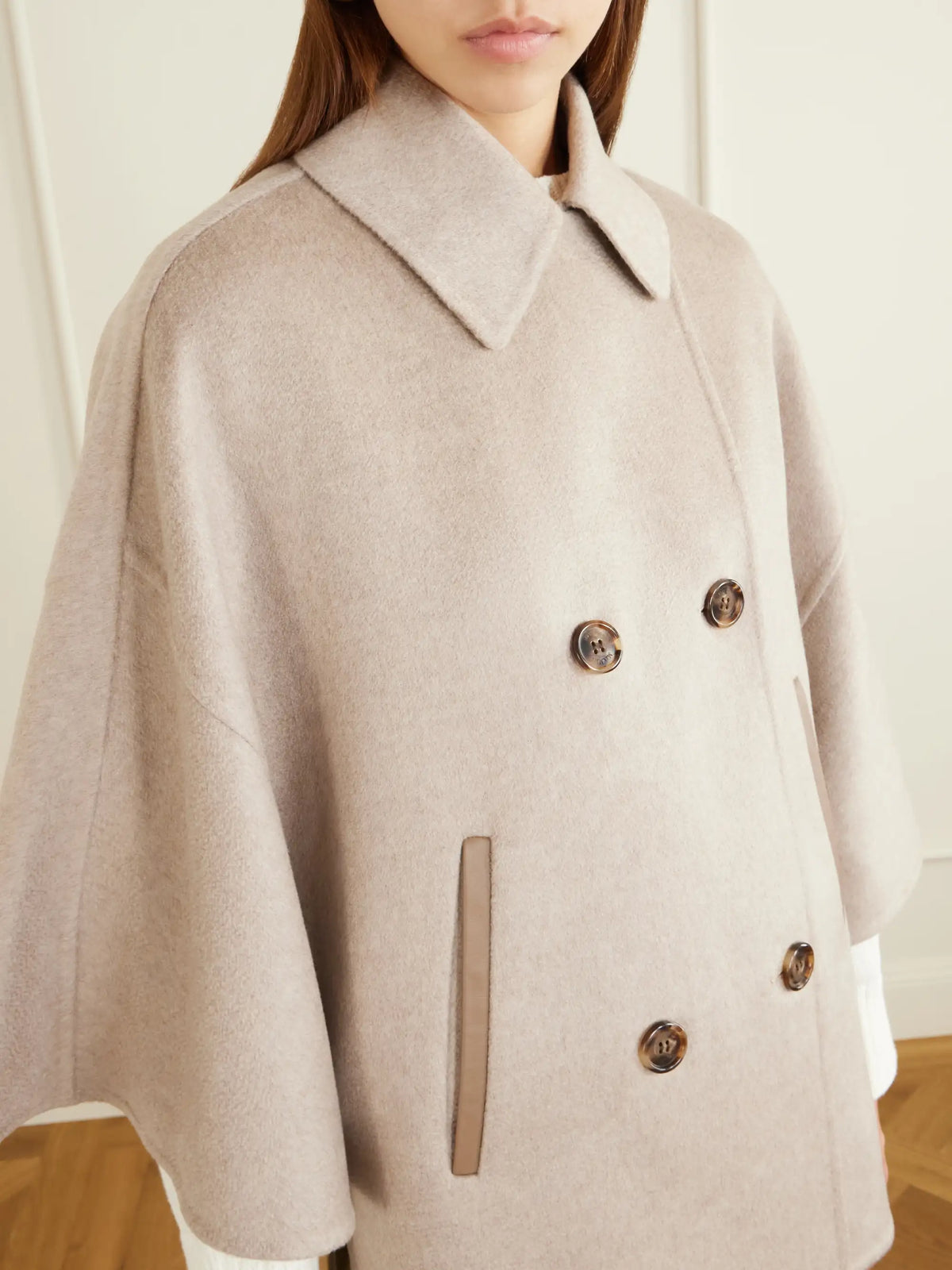 Max Mara Leather-trimmed Cashmere Cape