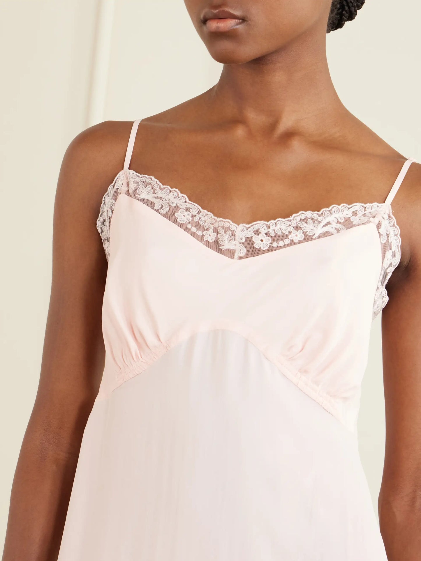 Lace-trimmed Crepe De Chine Midi Dress