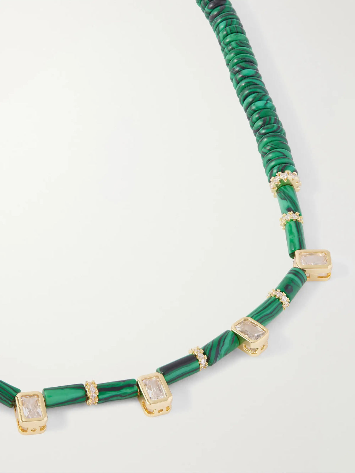 Gold-plated, Malachite And Crystal Necklace