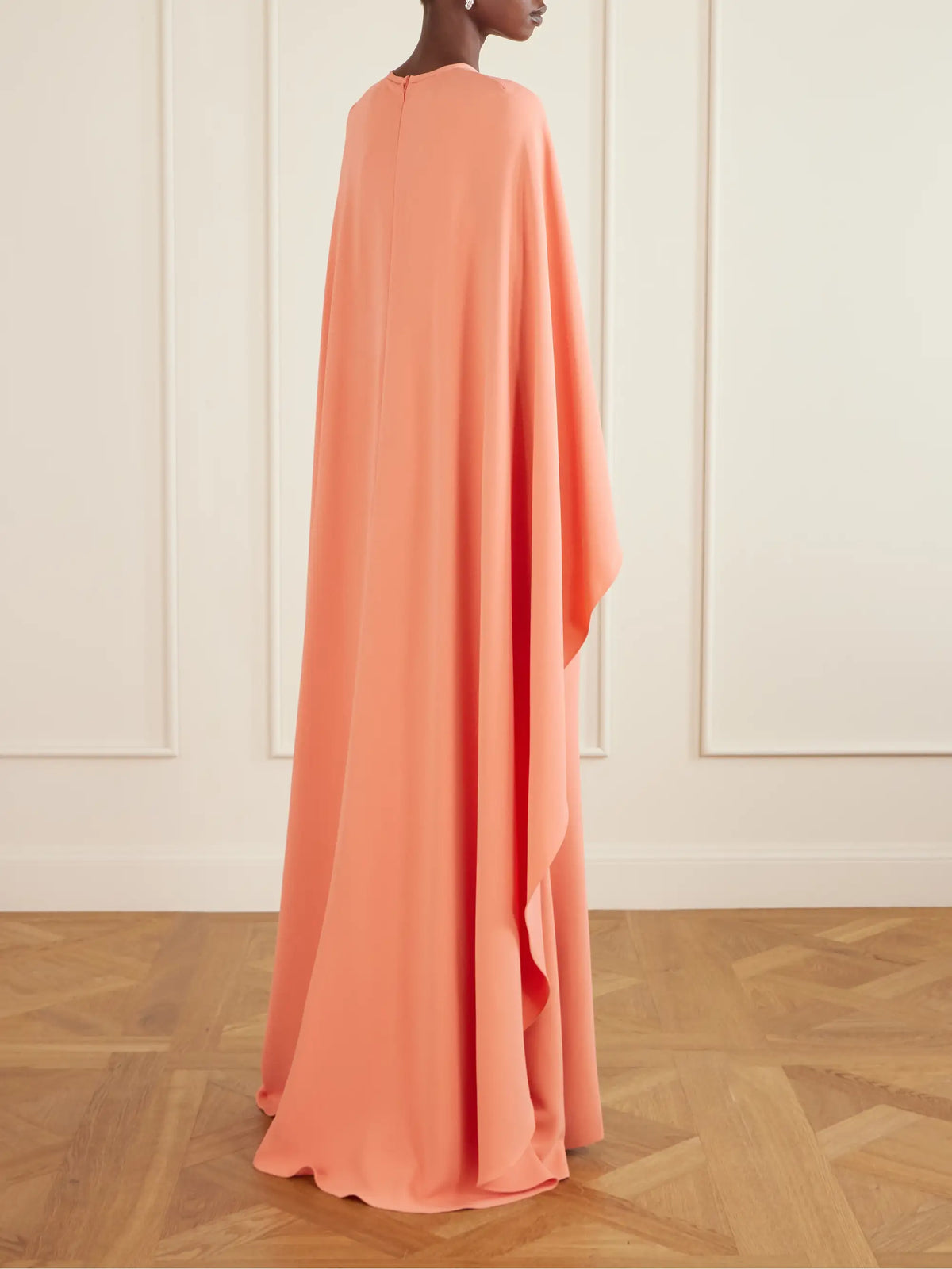 Appliquéd Cape-effect Cady Gown