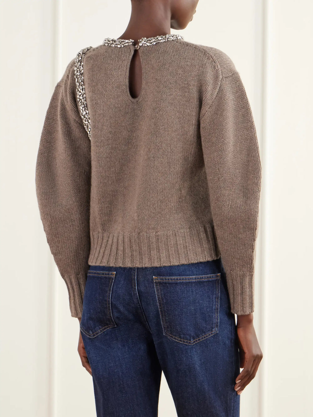 SIMKHAI Monroe Crystal-embellished Wool-blend Sweater