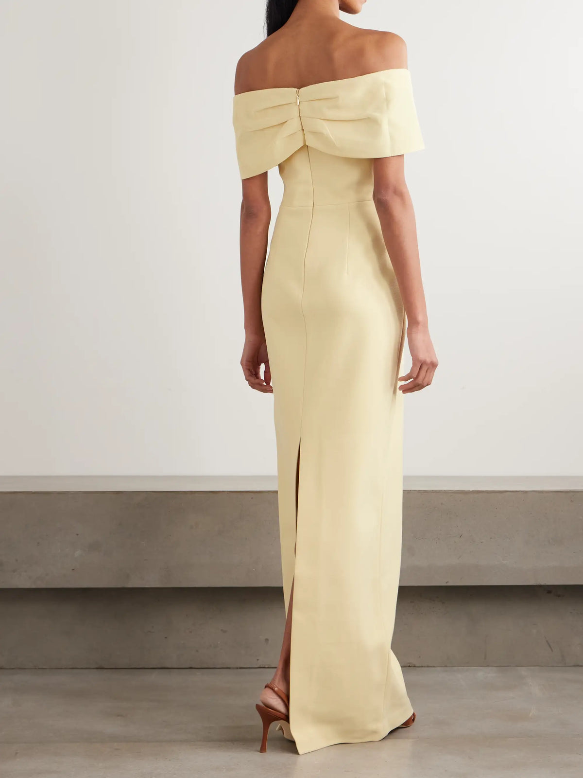 Rebecca Vallance Aubriella Off-the-shoulder Satin-trimmed Crepe Gown