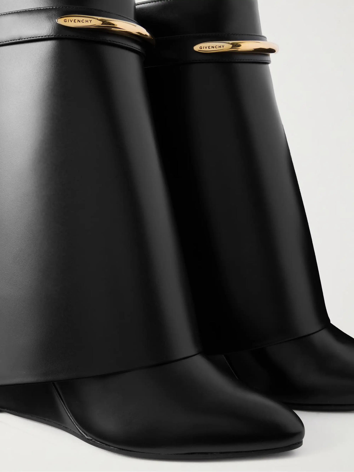 Shark Embellished Leather Ankle Boots