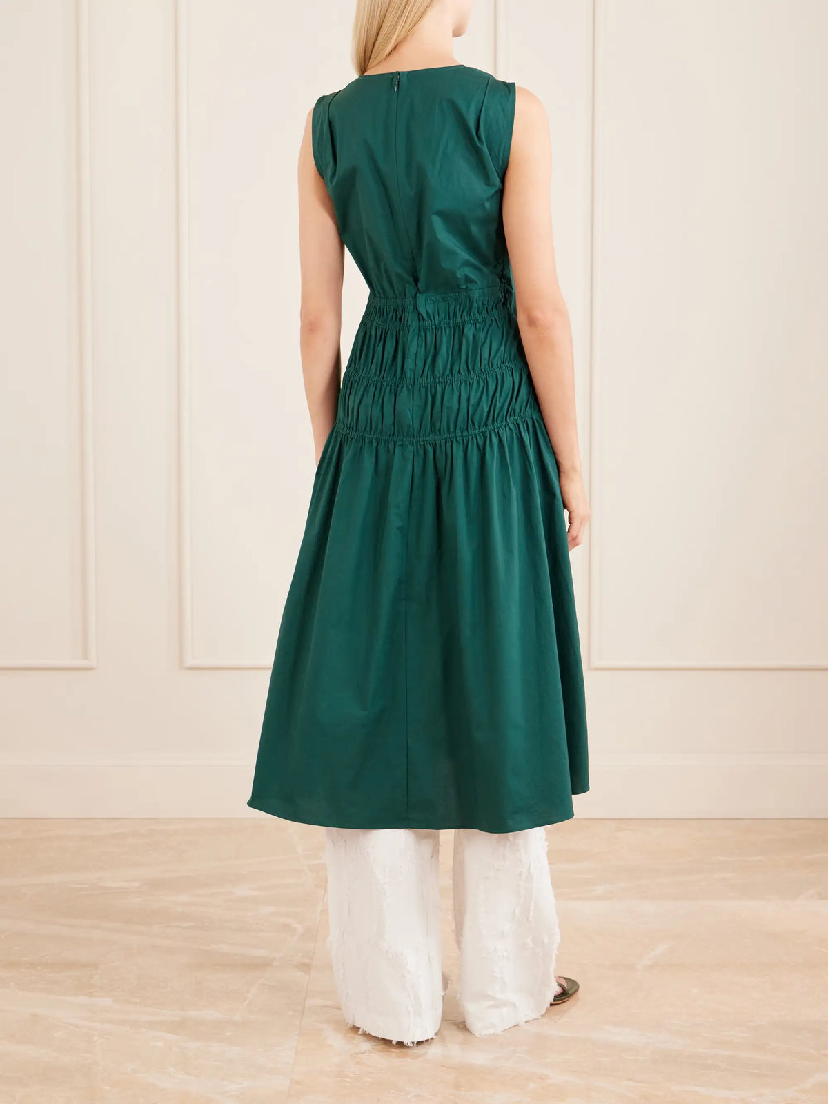 Proenza Schouler White Label Loren Shirred Cotton-blend Poplin Midi Dress