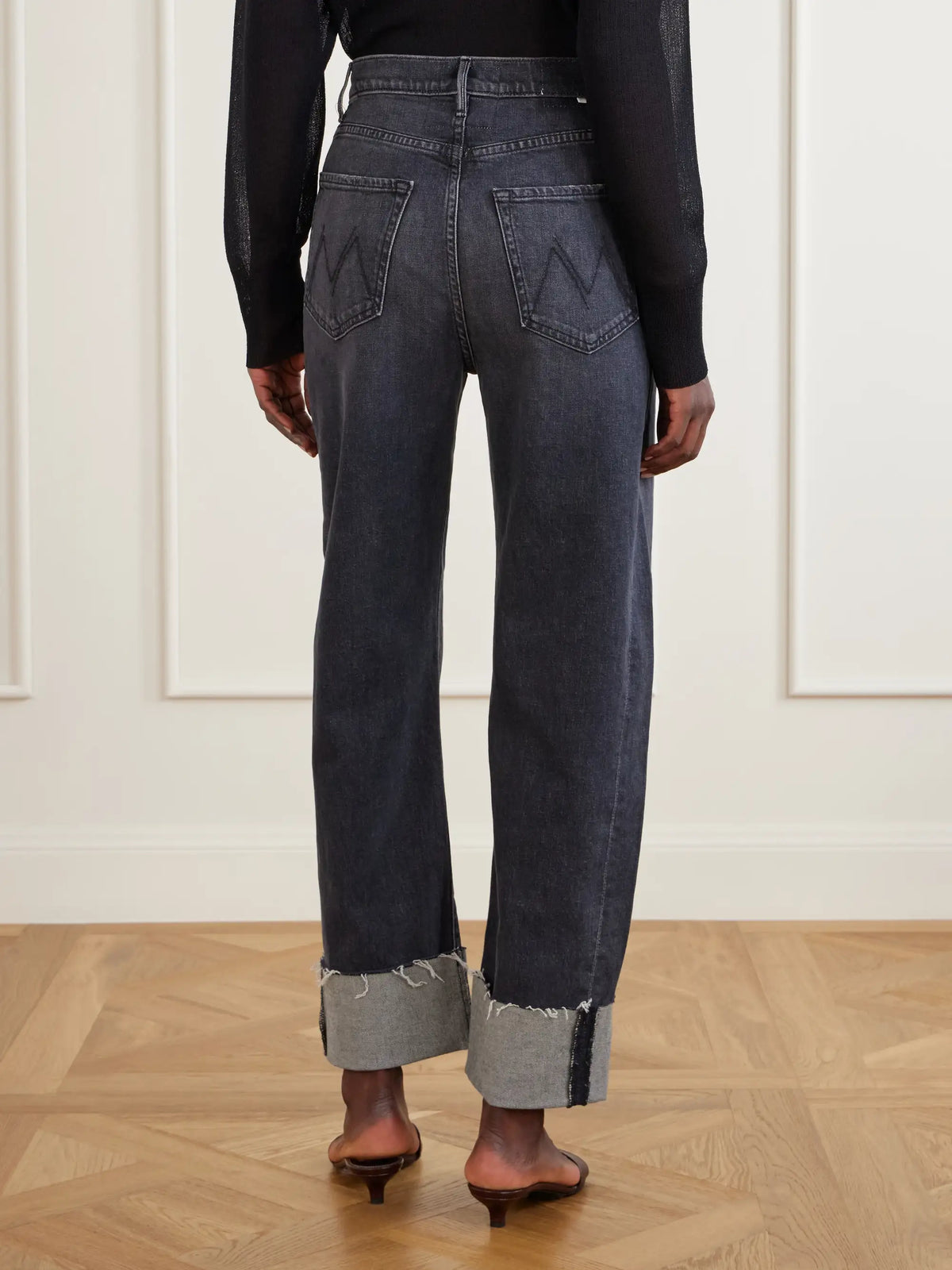 Mother The Half Pipe Ankle Cuff Fray High-rise Barrel-leg Jeans