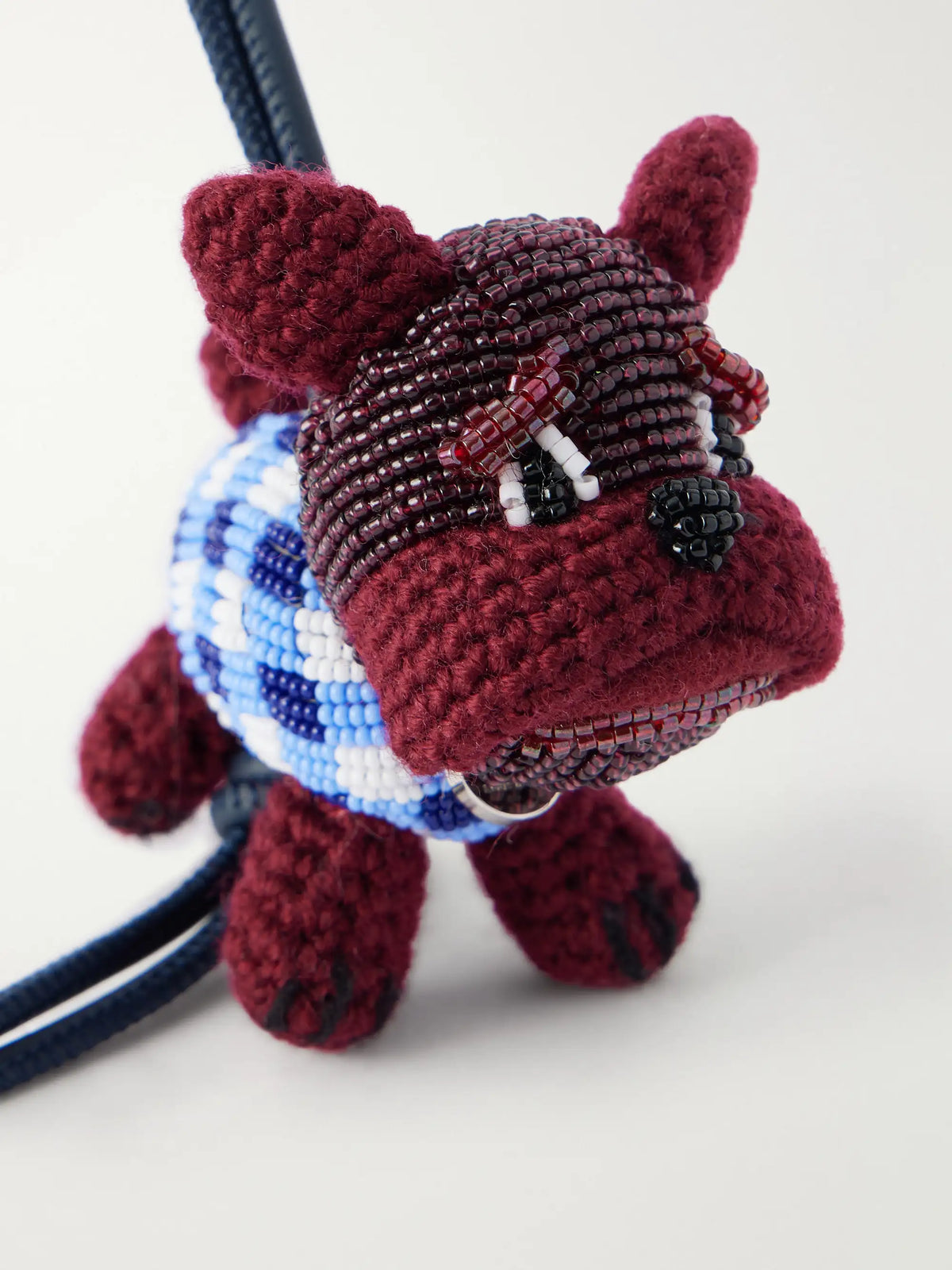 LOEWE + Cosima Von Bonin Bulldog Bead-embellished Leather-trimmed Crochet-knit Bag Charm