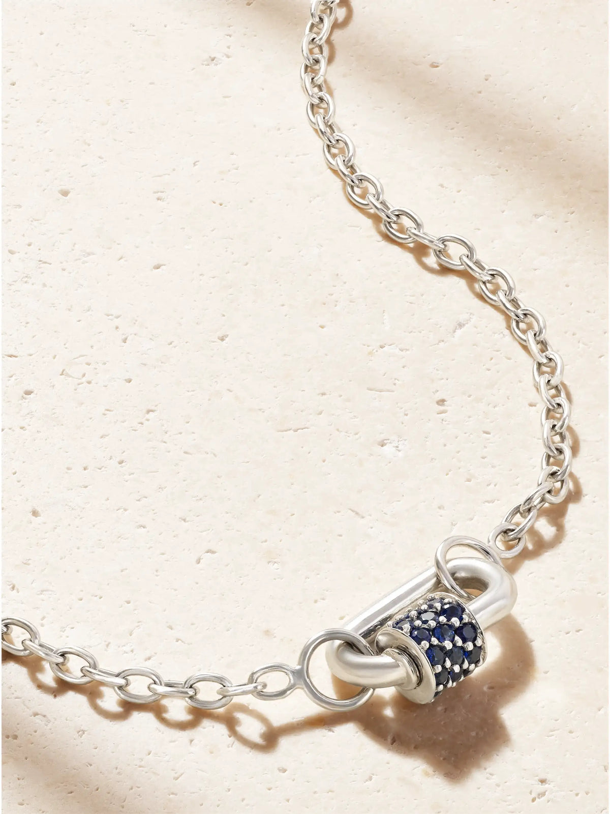 Marla Aaron Pulley And Chubby Babylock 14-karat White Gold Sapphire Necklace