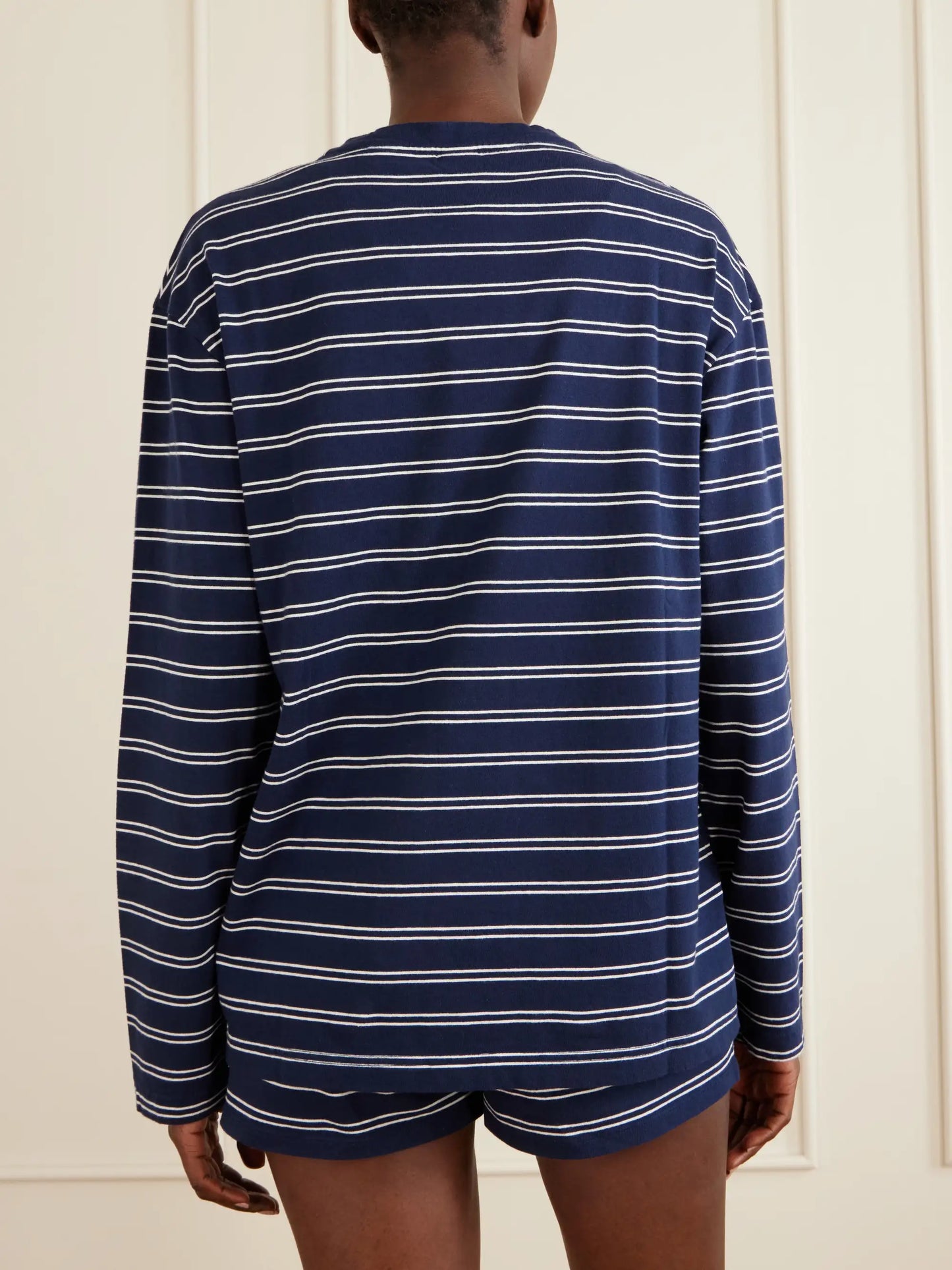 Logo-embroidered Striped Cotton-jersey Long-sleeve Top