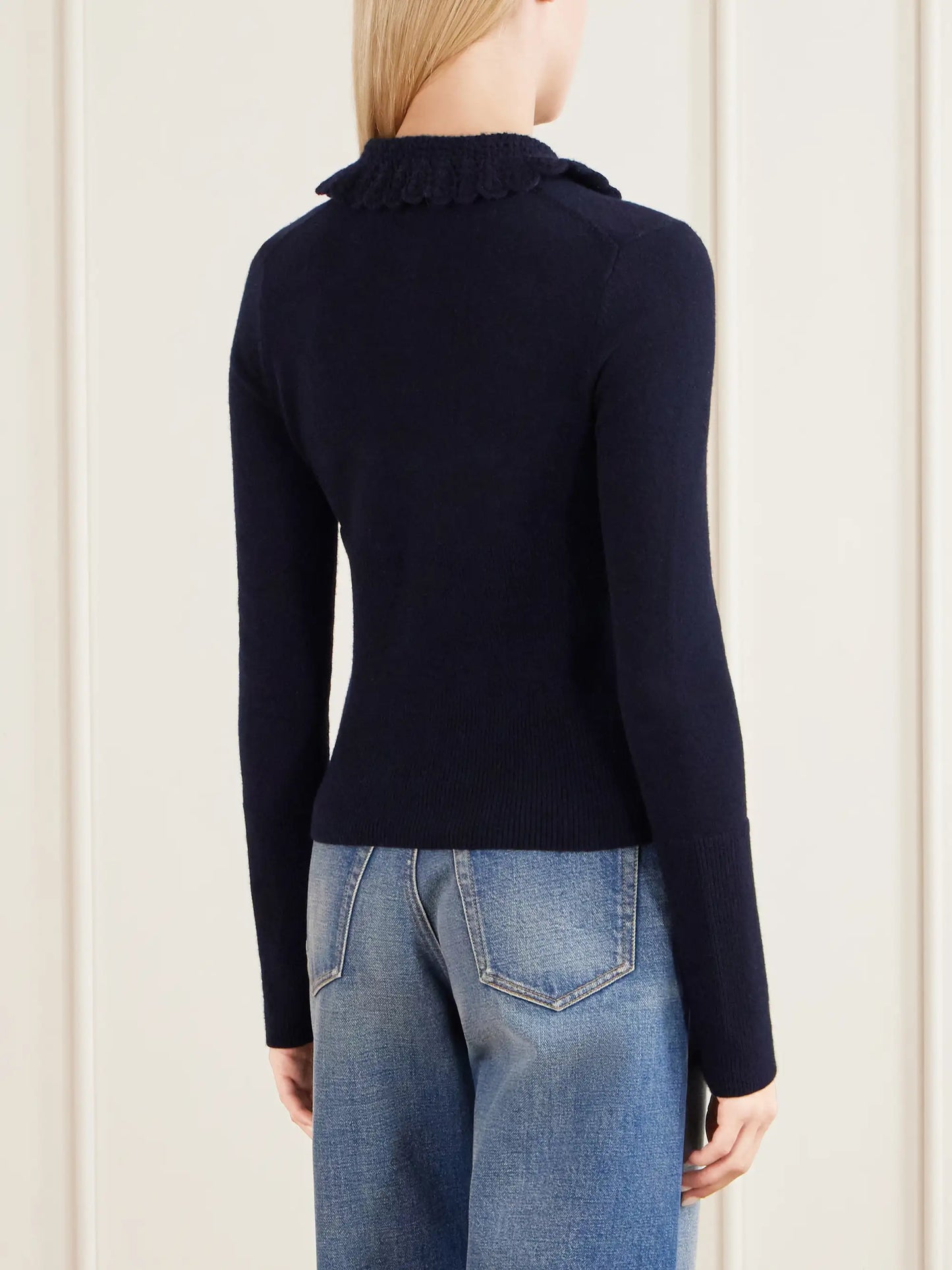Logo Embroidered Wool Cardigan