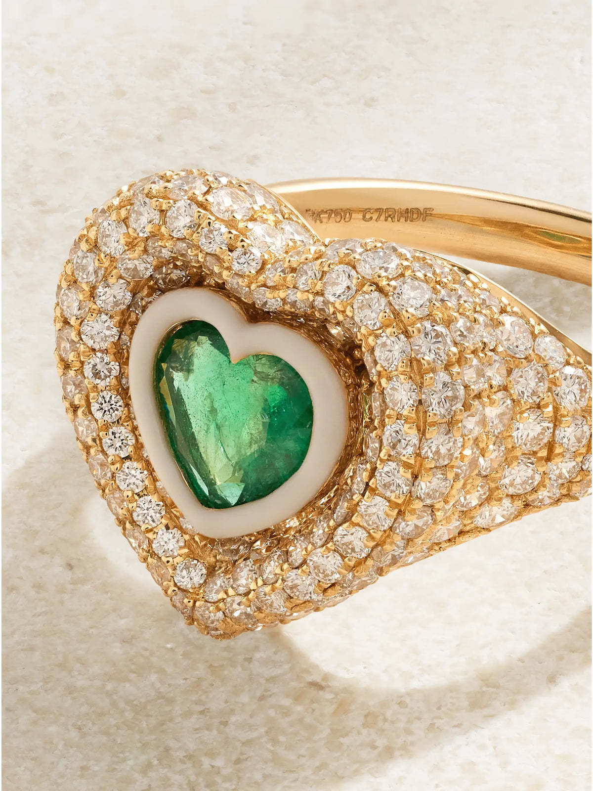 18-karat Gold, Enamel, Diamond And Emerald Ring