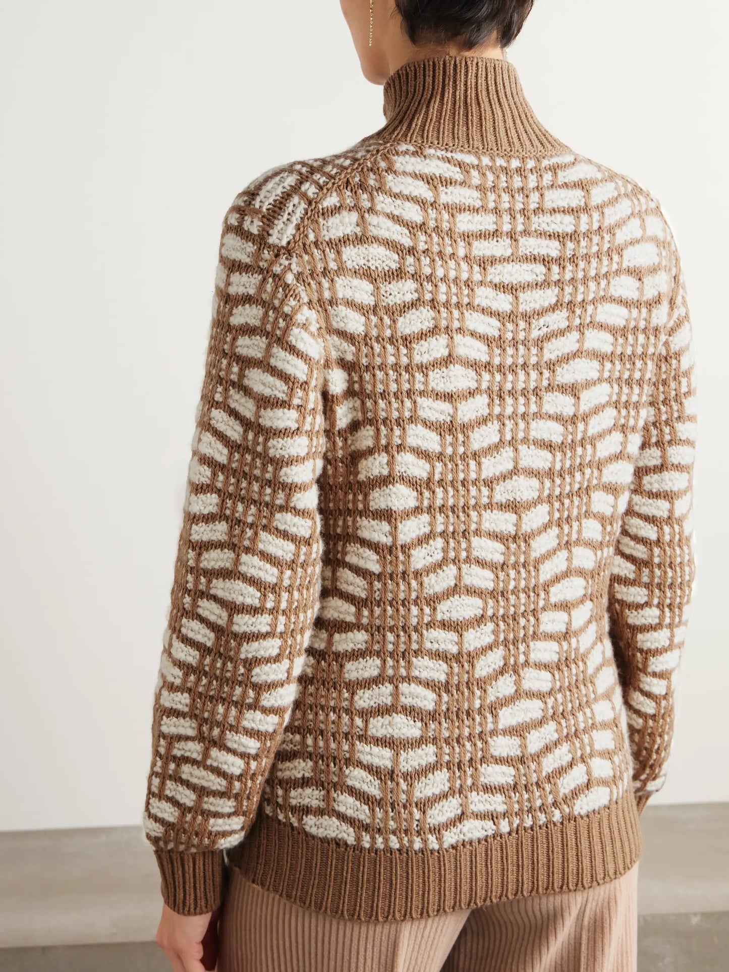 Jacquard-knit Camel Hair Sweater