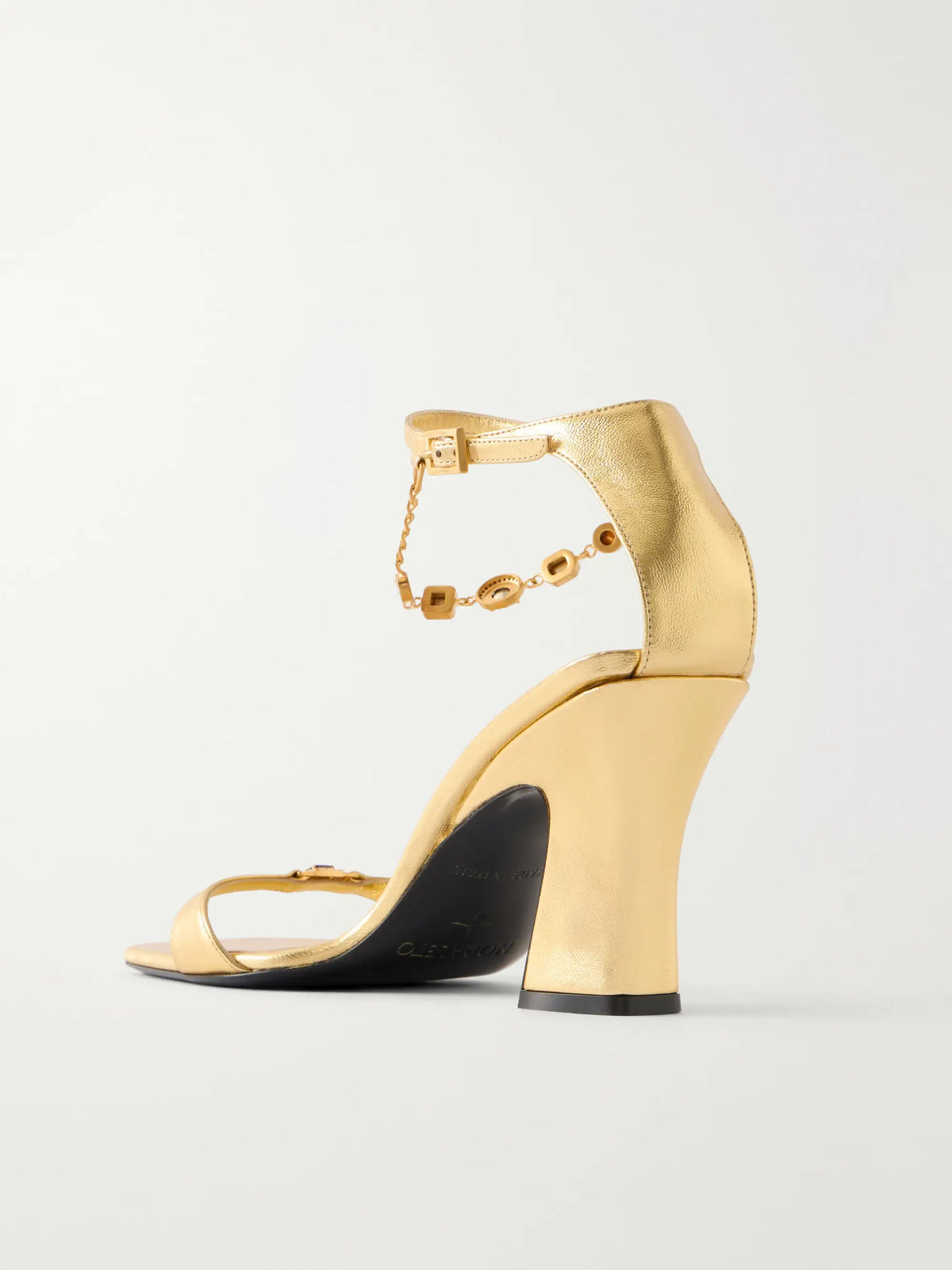 NODALETO Nodstalgia Gemma 90 Crystal-embellished Metallic-leather Sandals