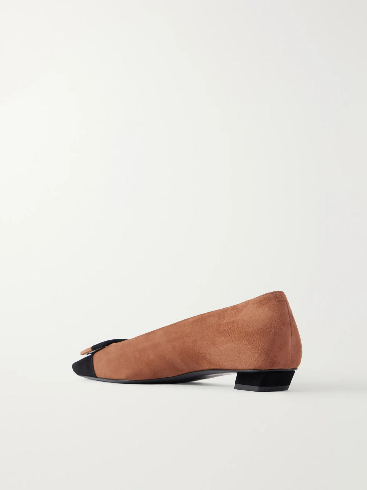 Belle Vivier Buckled Two-tone Suede Ballet Flats