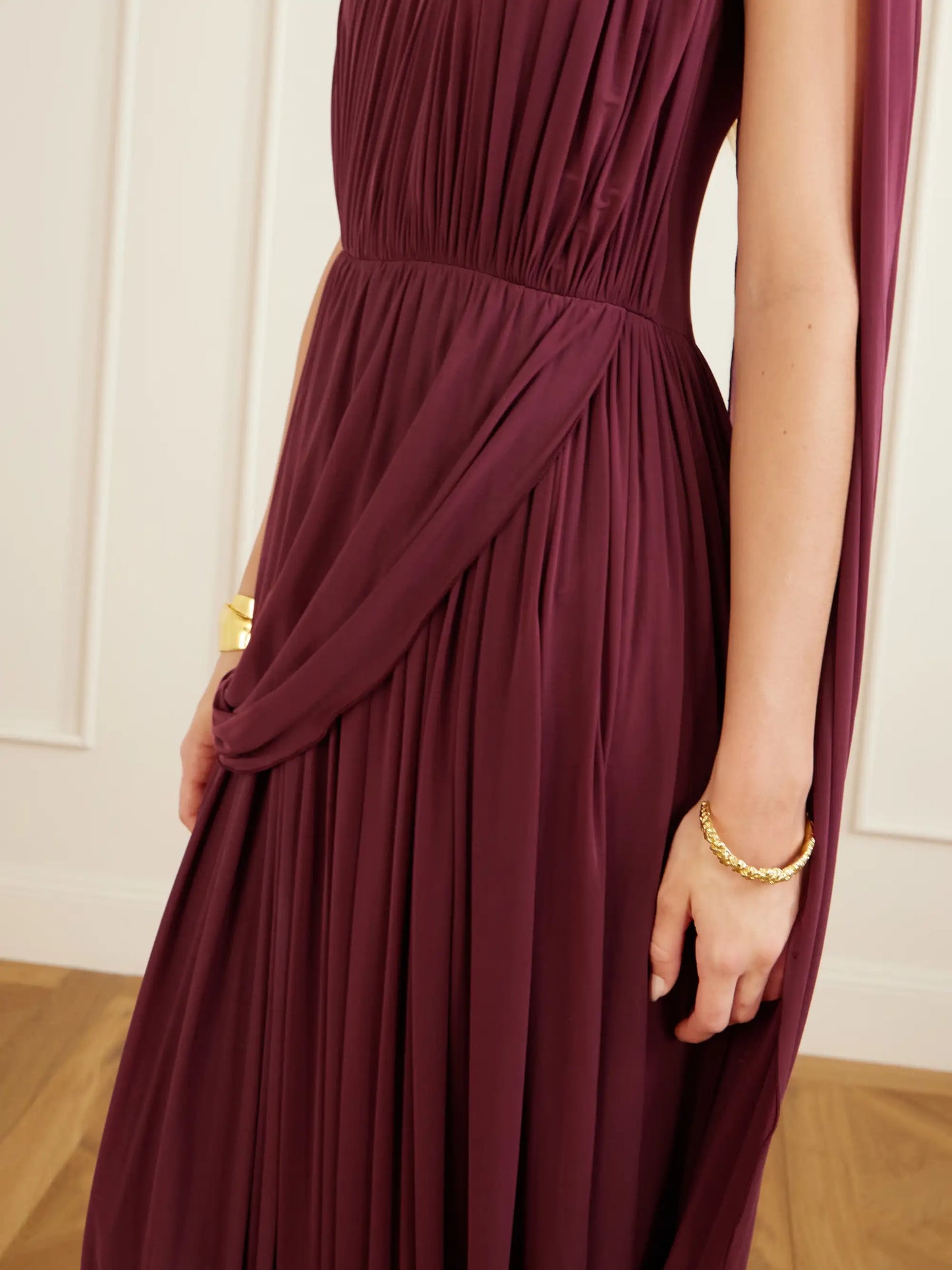 Kahlo Asymmetric Draped Crepe Dress