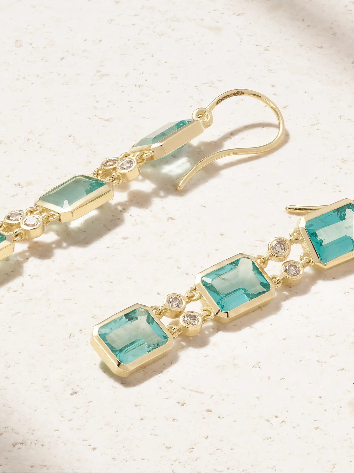 Tile Drop 18-karat Gold Apatite And Diamond Earrings