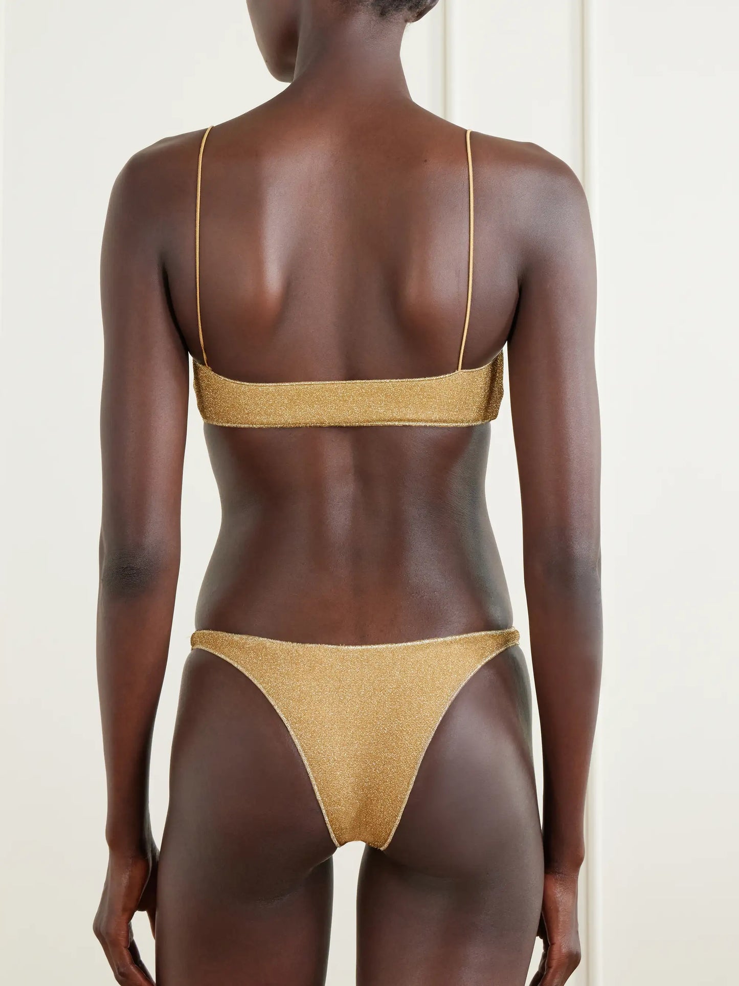 Lumiere Bead-embellished Metallic Bikini