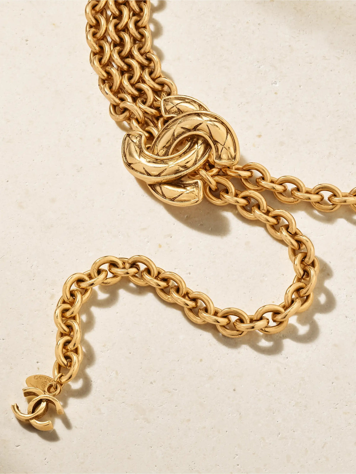SUSAN CAPLAN + Channel Vintage 1980s Interlocking Cc Gold-plated Chain Belt