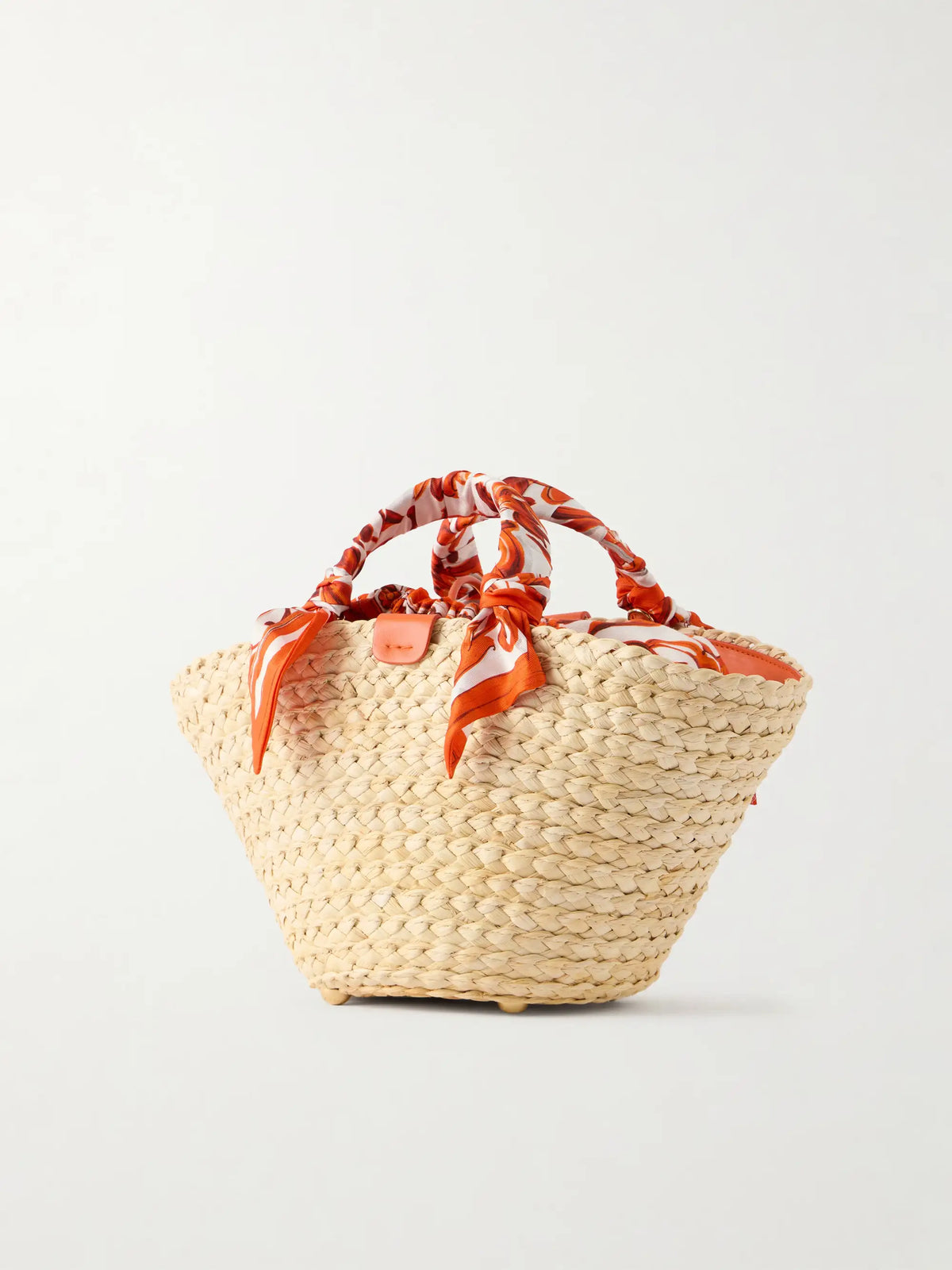 Kendra Logo-appliquéd Leather-trimmed Raffia Bucket Bag