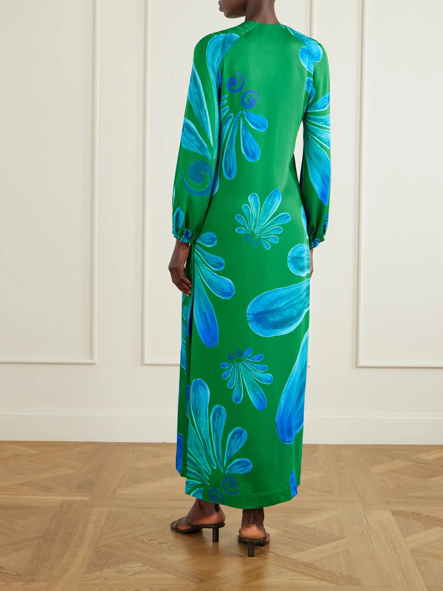 Alcmene Embellished Printed Crepe Maxi Dress