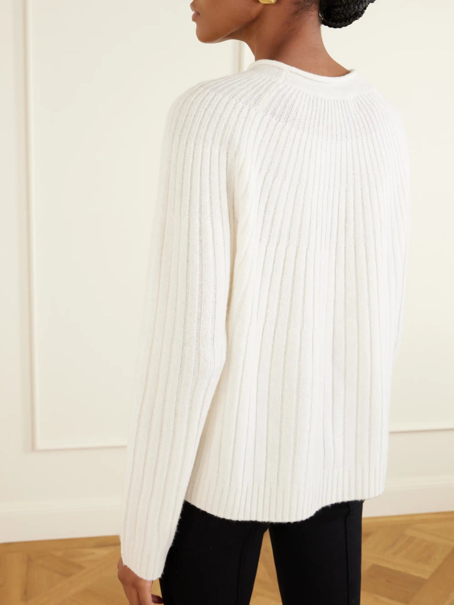 Scallop Ribbed-knit Cashmere Sweater