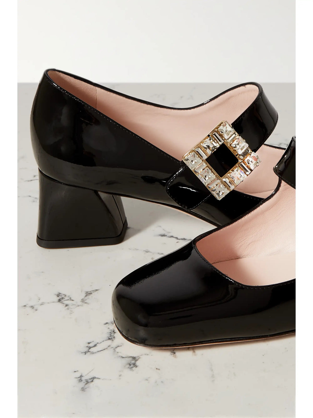 Très Vivier 45 Crystal-embellished Patent-leather Mary Jane Pumps