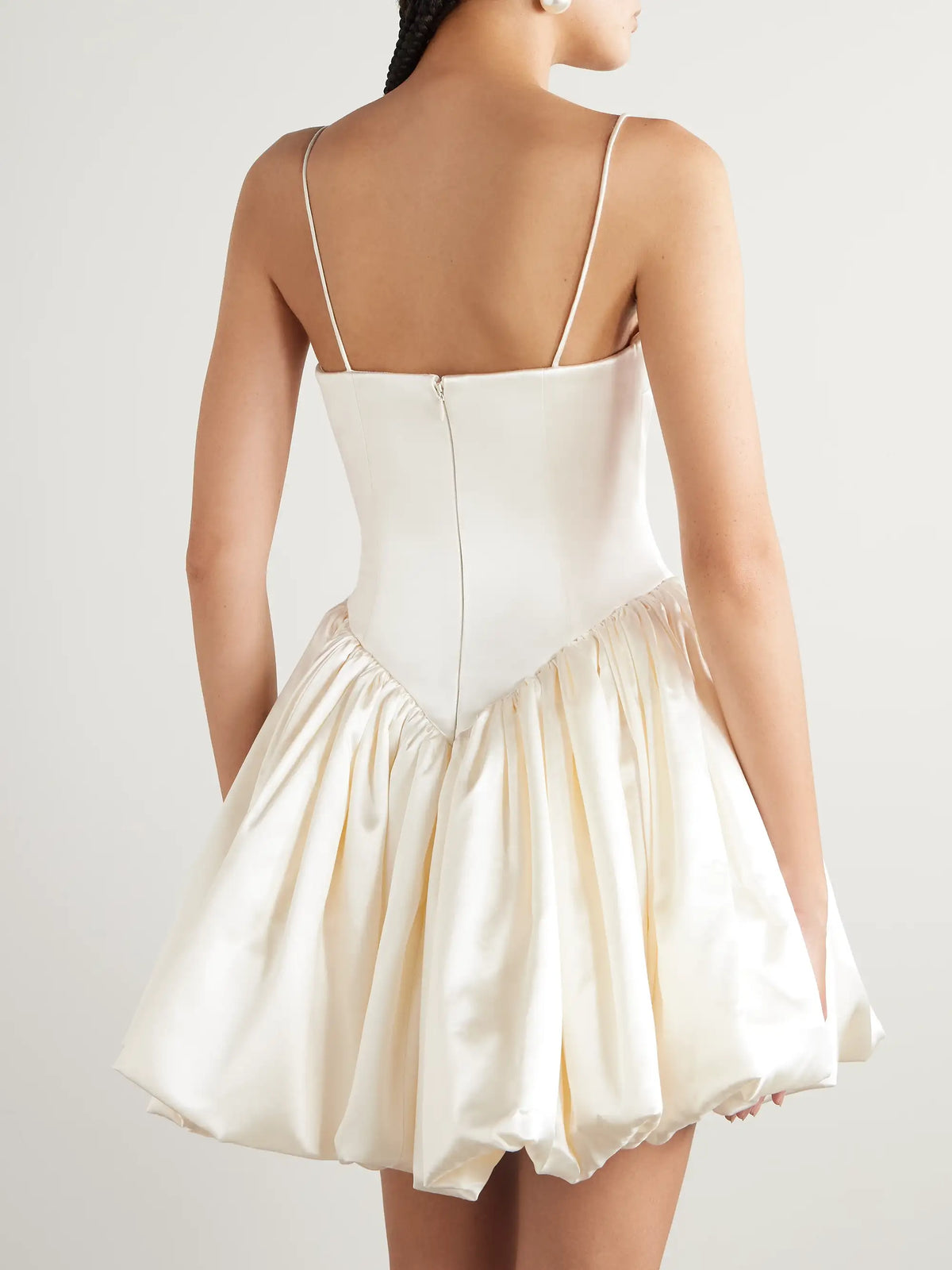 Danielle Frankel Birdie Gathered Silk And Wool-blend Satin Bustier Mini Dress
