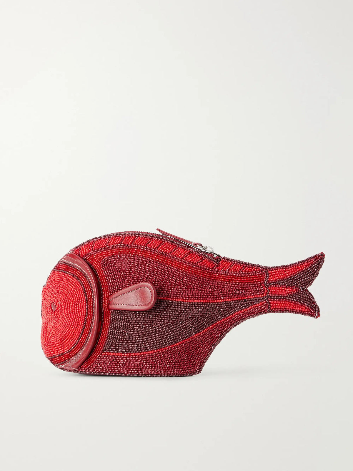 Pesce Beaded Leather Clutch