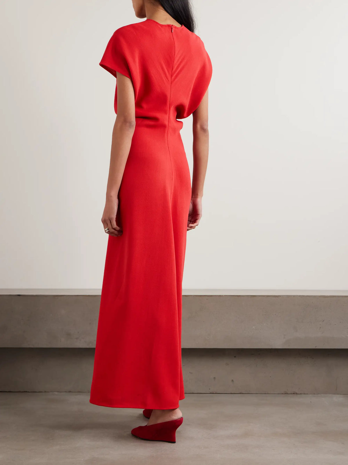 TOTEME Slouch Waist Gathered Wool-crepe Maxi Dress