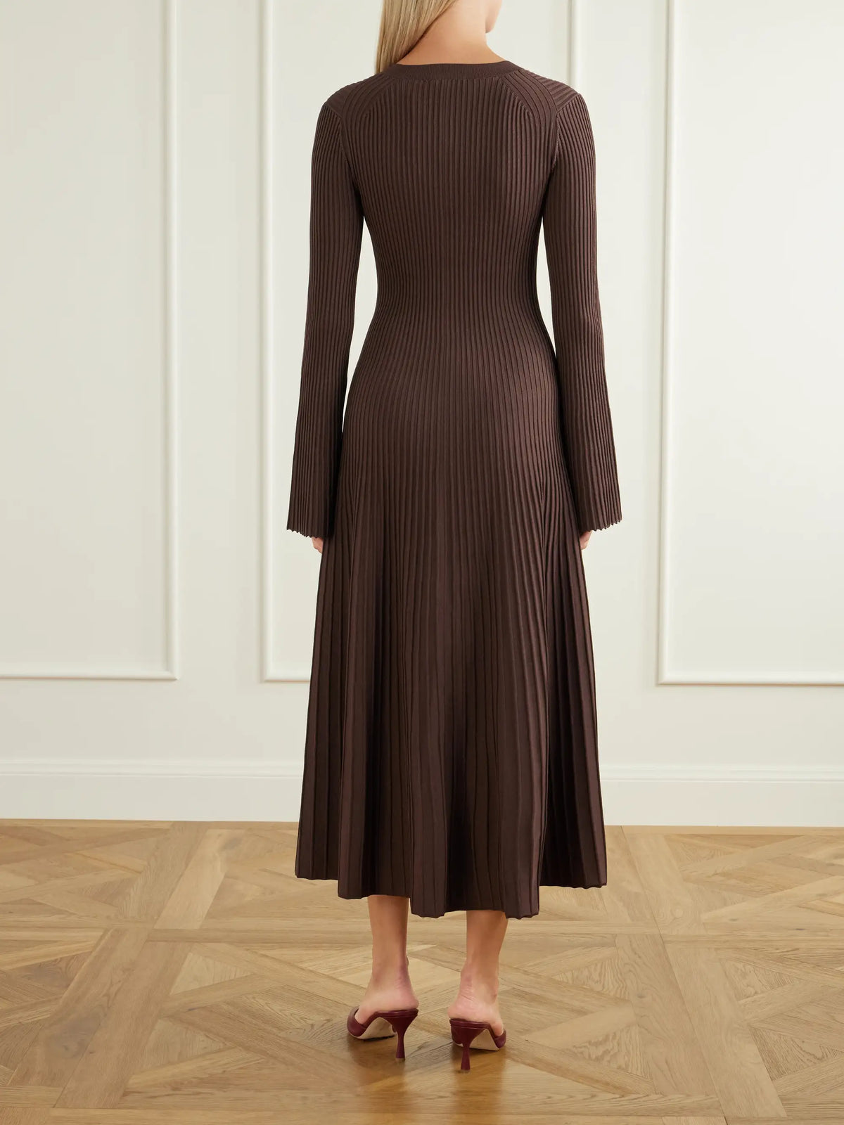 SIMKHAI Genna Ribbed Woven Midi Dress