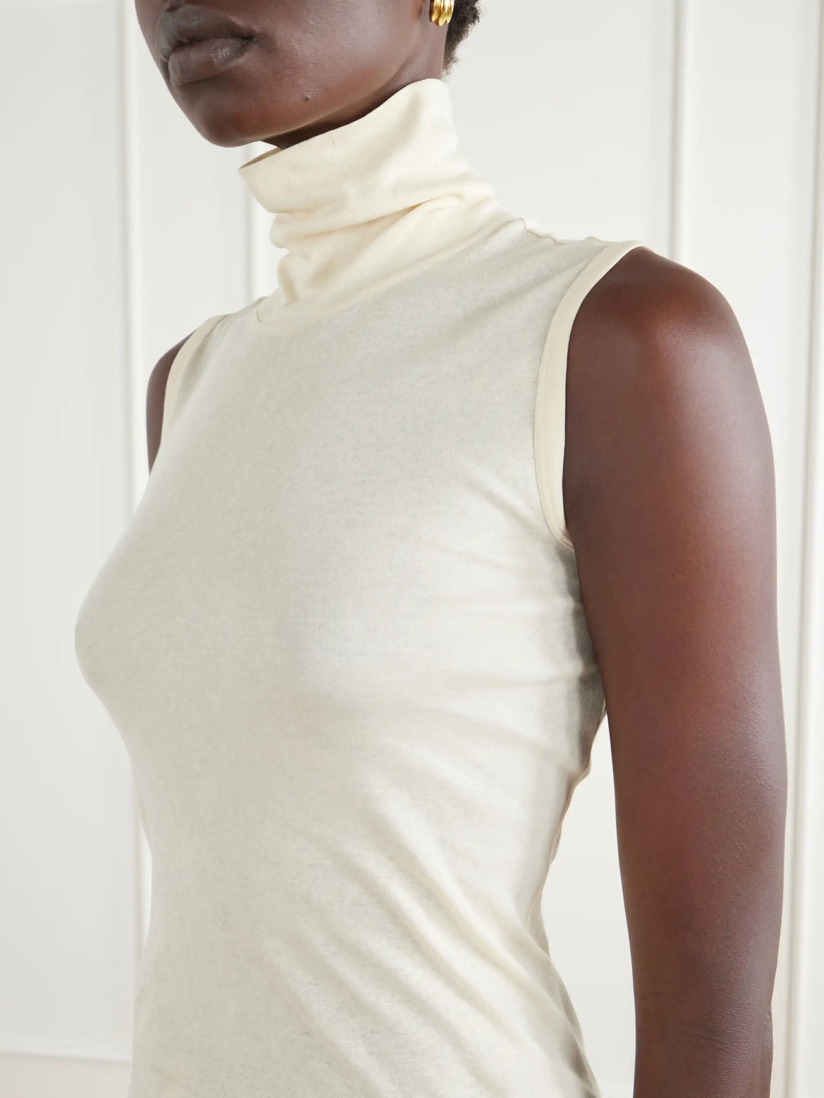 FLORE FLORE Dinah Ribbed Organic Cotton-jersey Turtleneck Tank