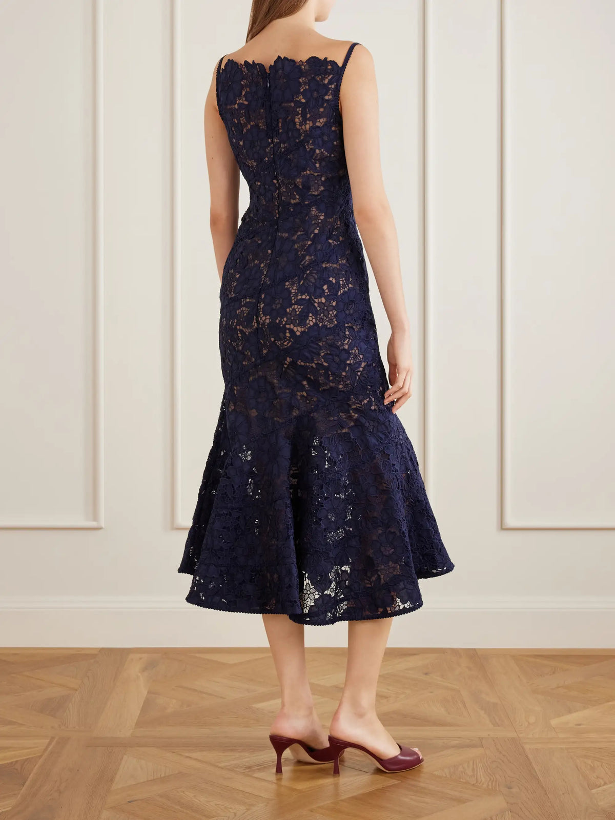 Self-Portrait Scalloped Lace Midi Dress