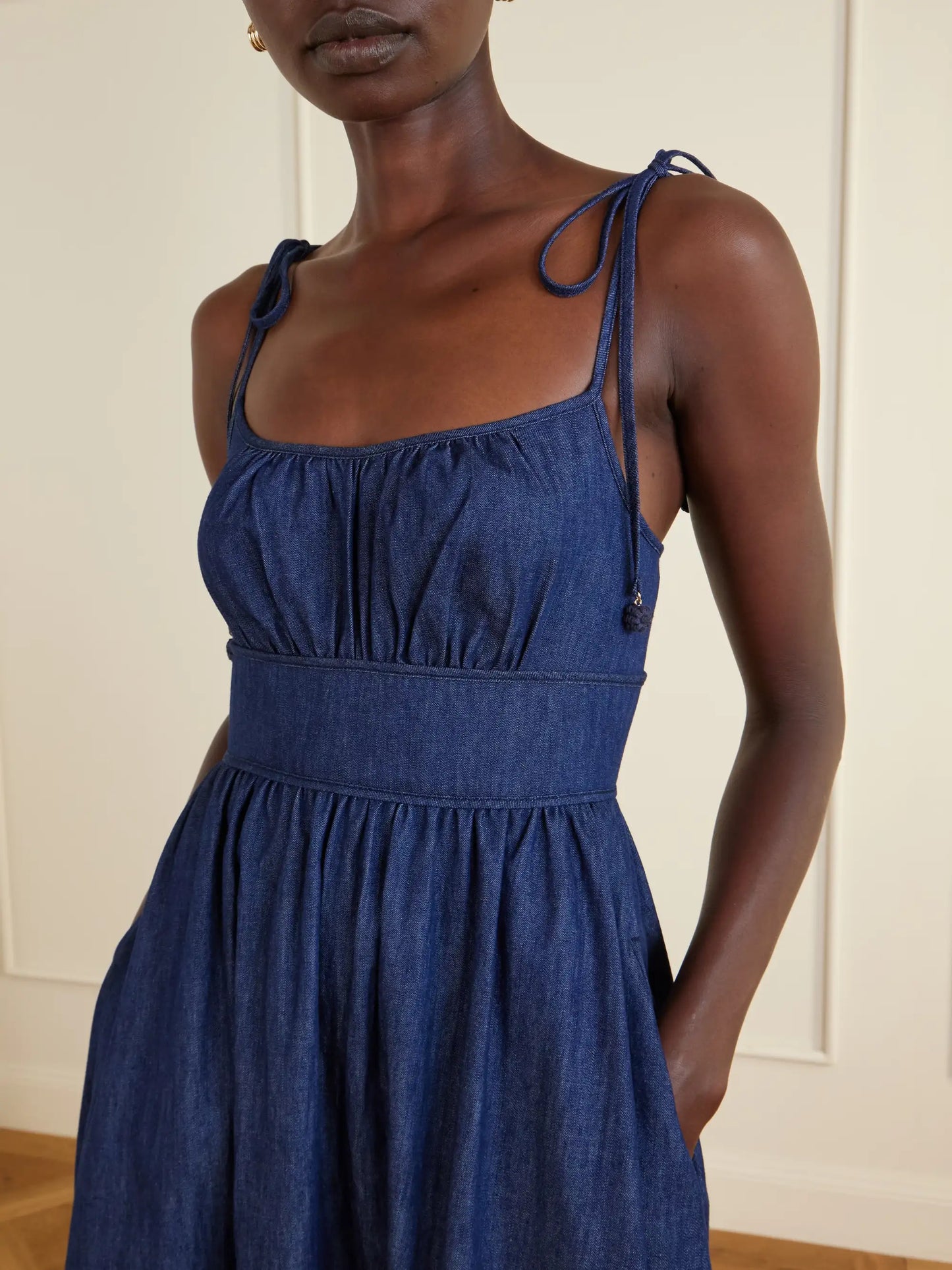 Mahon Broderie Anglaise Cotton-denim Midi Dress